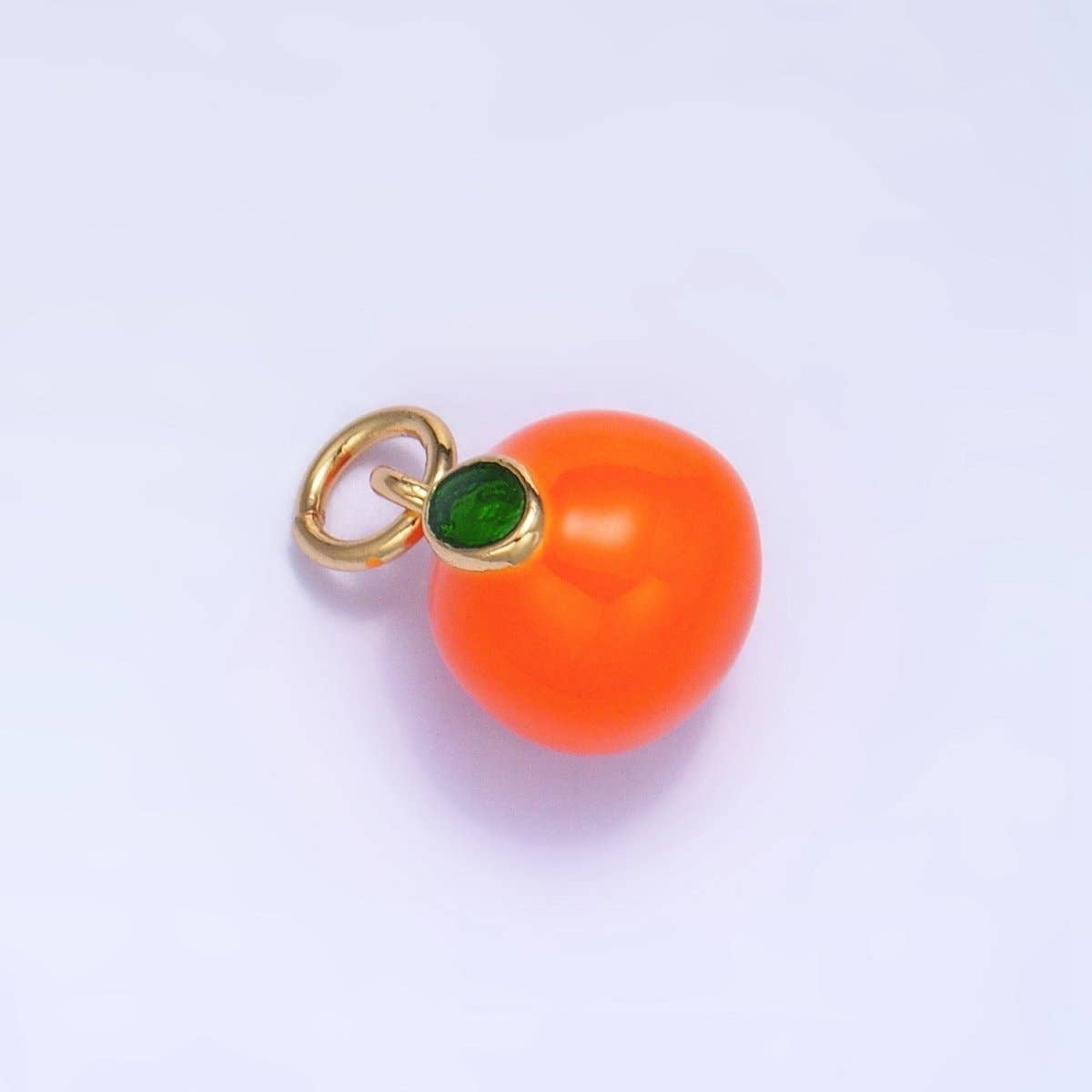 24K Gold Filled Tangerine Orange Fruit Enamel Mini Multidimensional Charm |