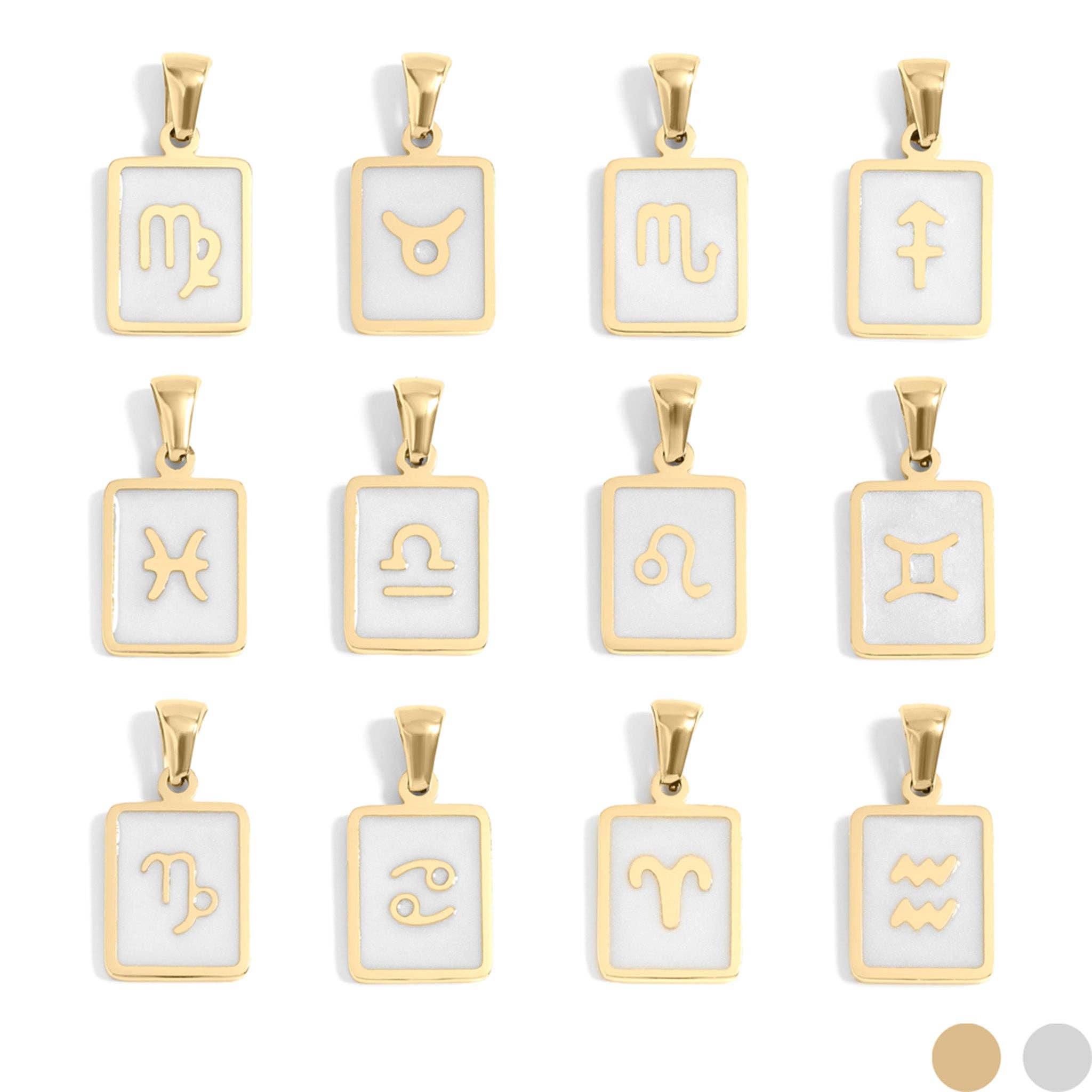 18K Gold PVD Zodiac Card Pendants