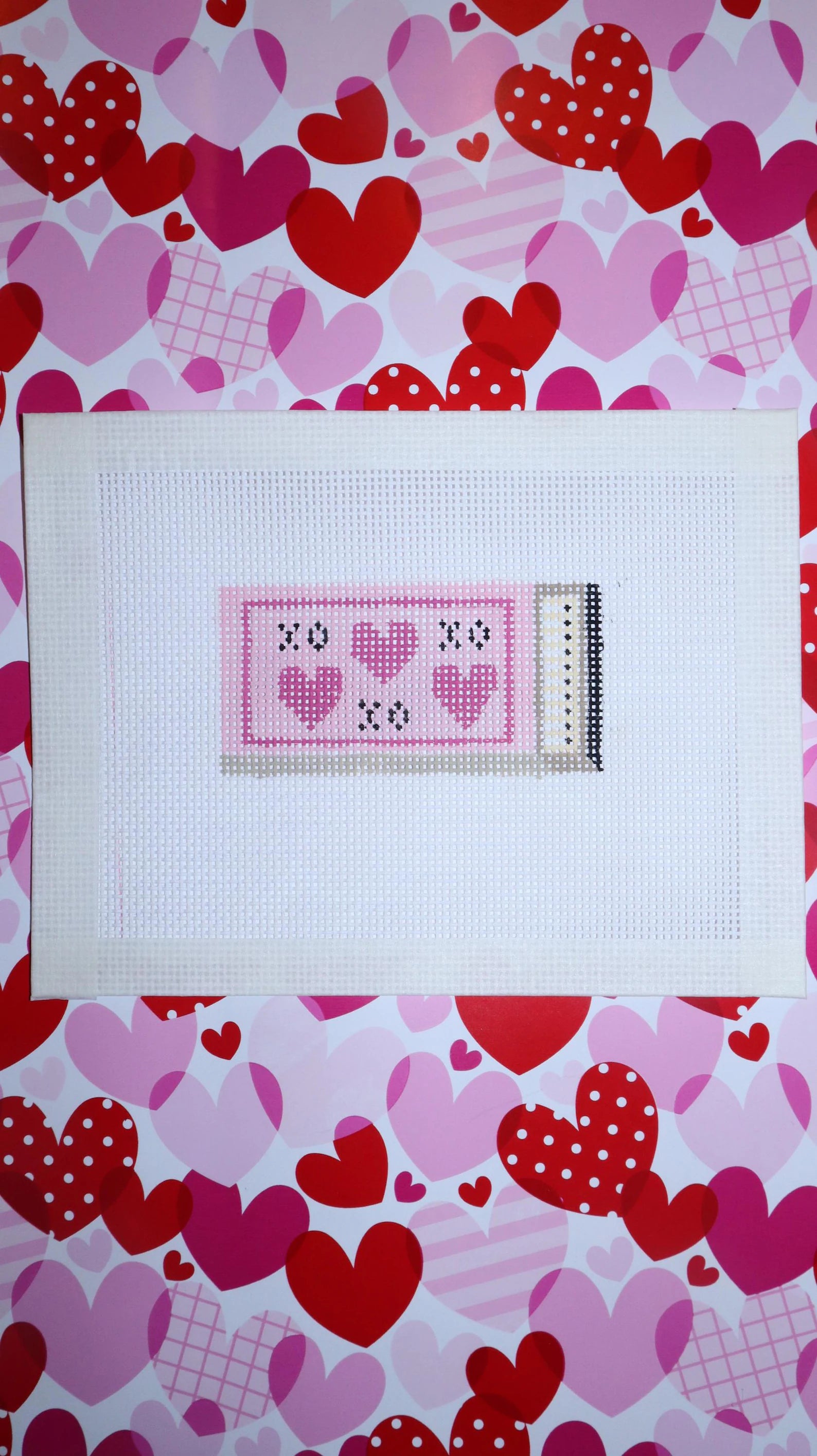XOXO Matchbox needlepoint canvas 4” x 2” 13 Mesh image 0