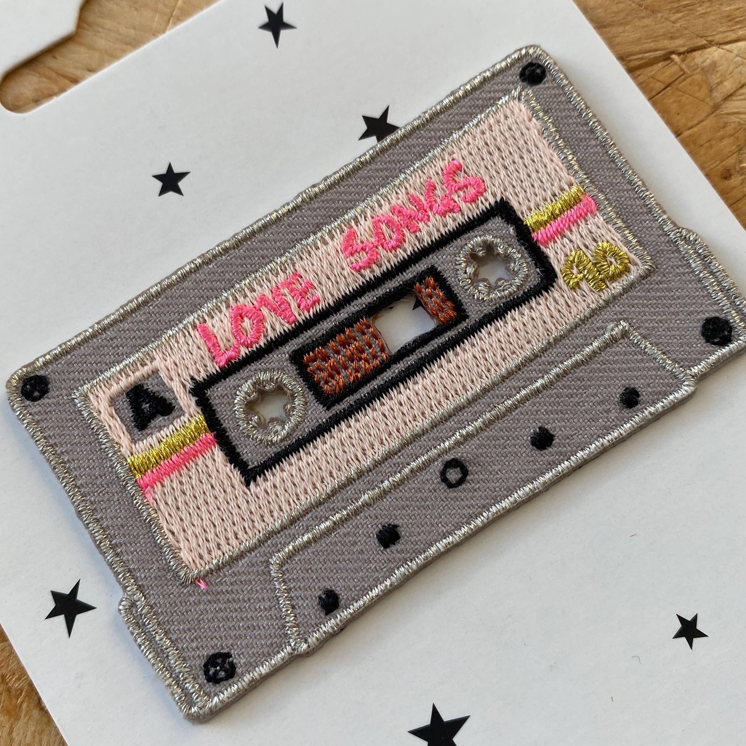 Love Songs Tape | Retro Cassette Iron On Embroidered Patch