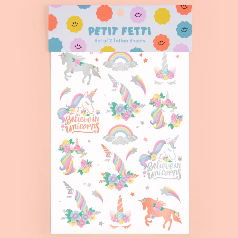 Unicorn Foil Kids Temporary Tattoos - Petit Fetti image 0