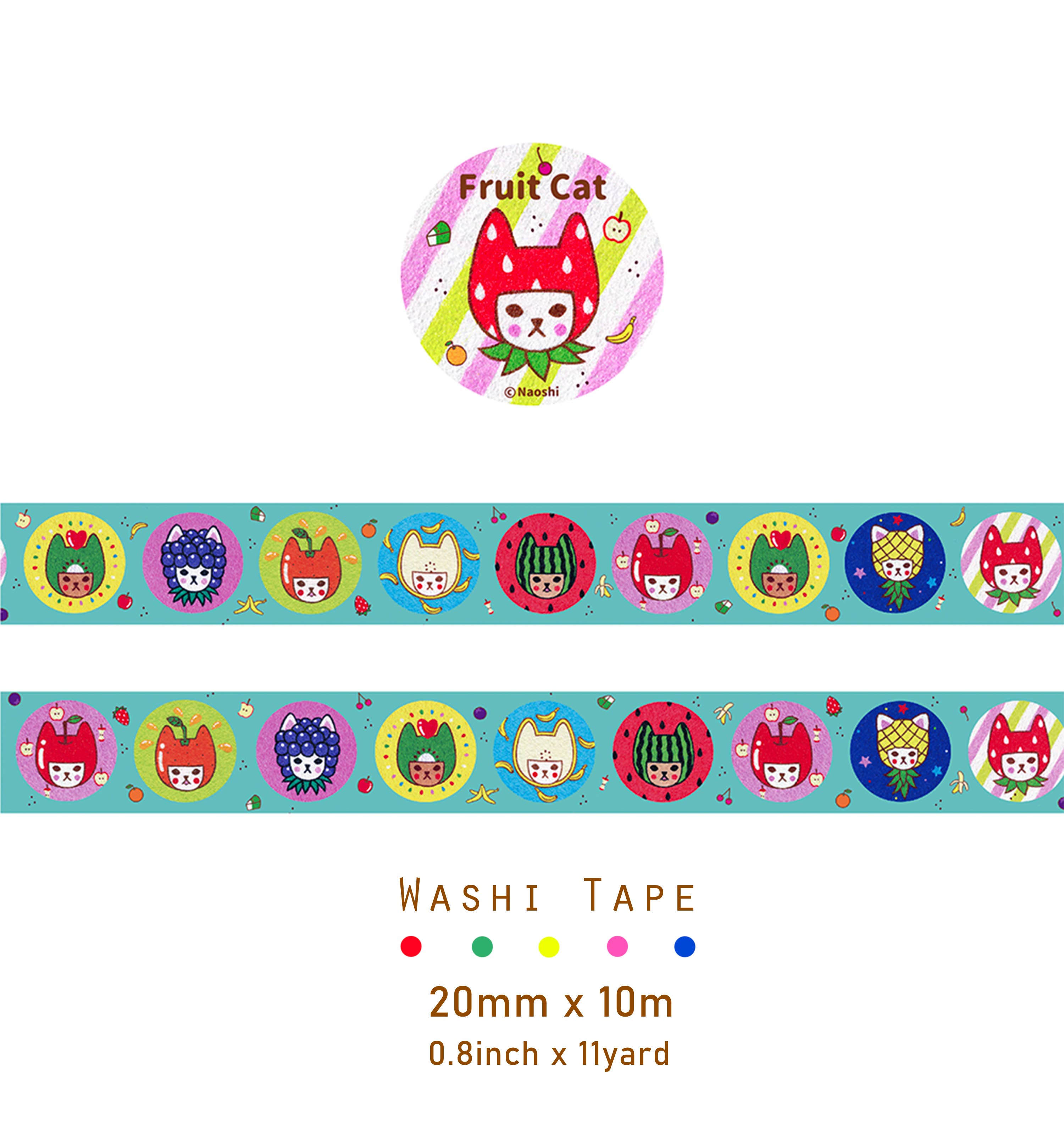 【Washi Tape】Fruit Cats