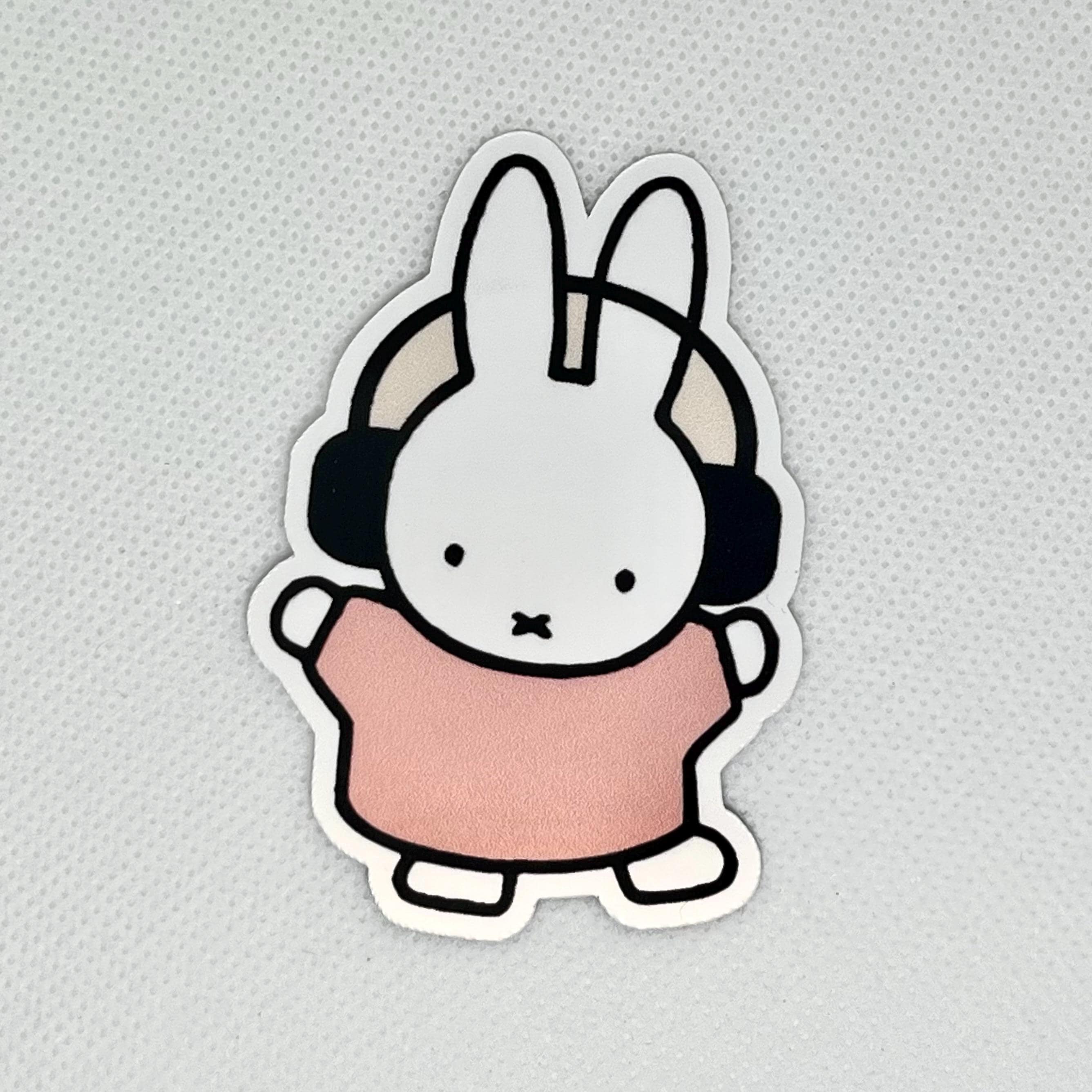 Miffy Wearing Headphones Waterproof Kiss-Cut Sticker