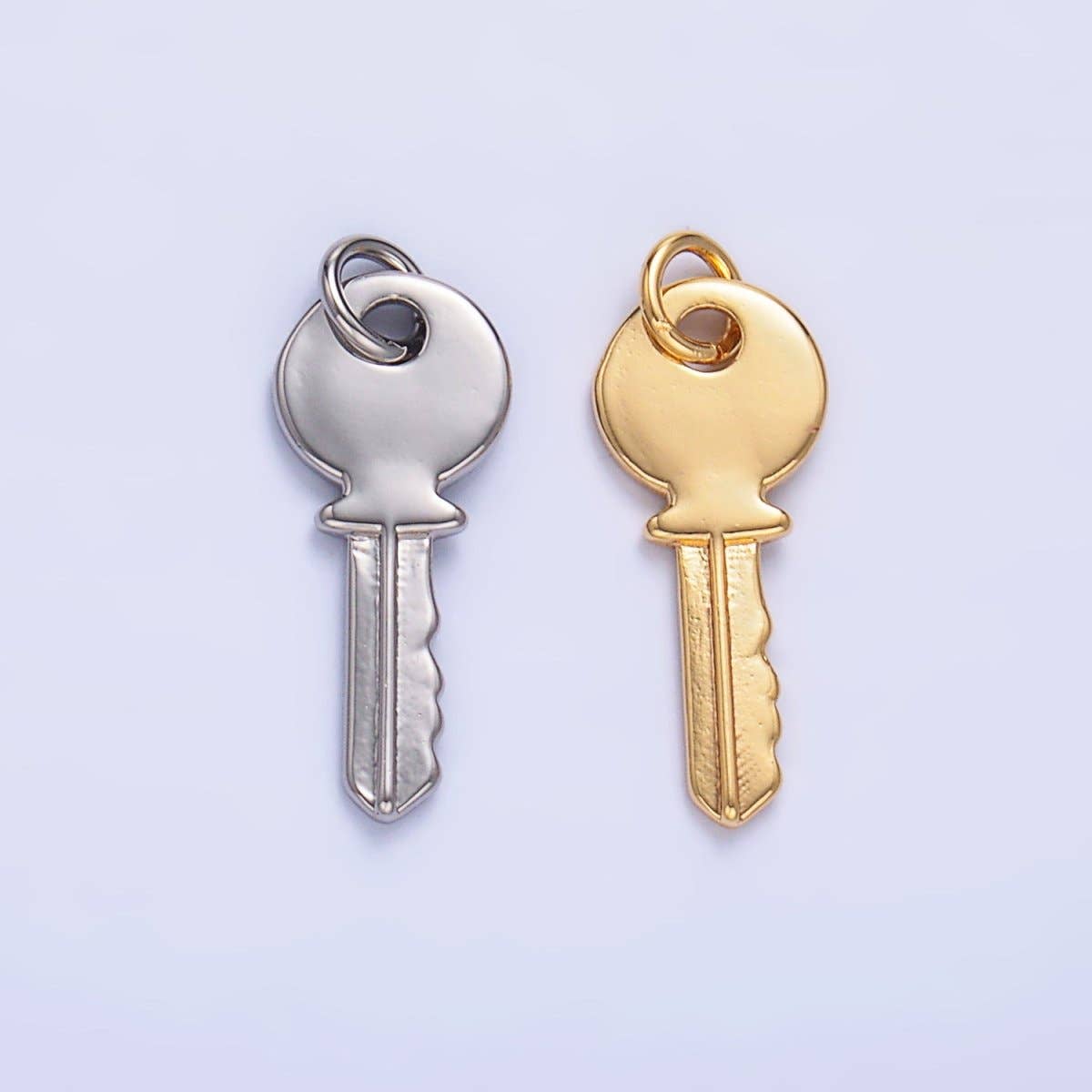 24K Gold Filled Minimalist Key Lock Charm in Gold & Silver |