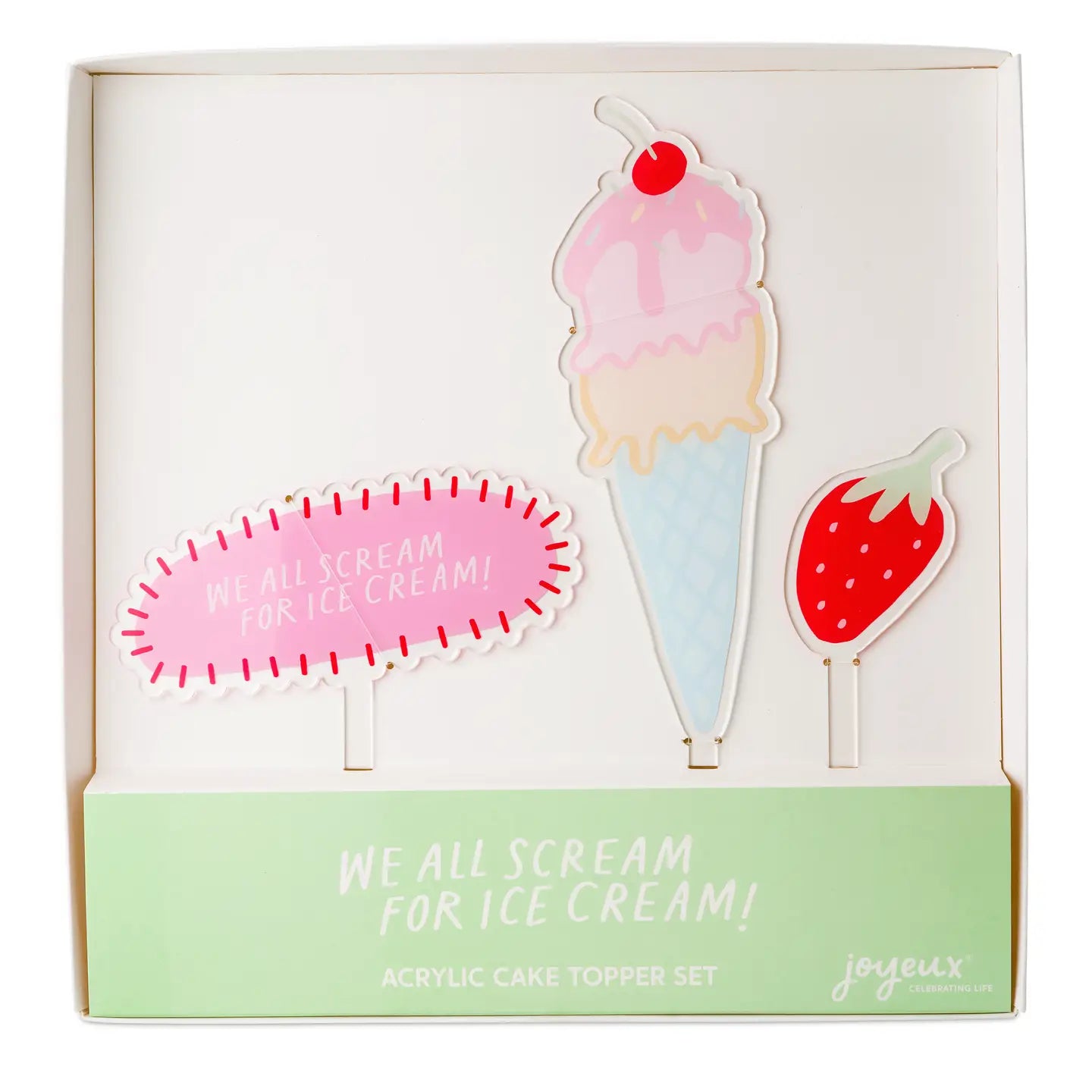 We All Scream For Ice Cream Acrylic Cake Topper Set image 0
