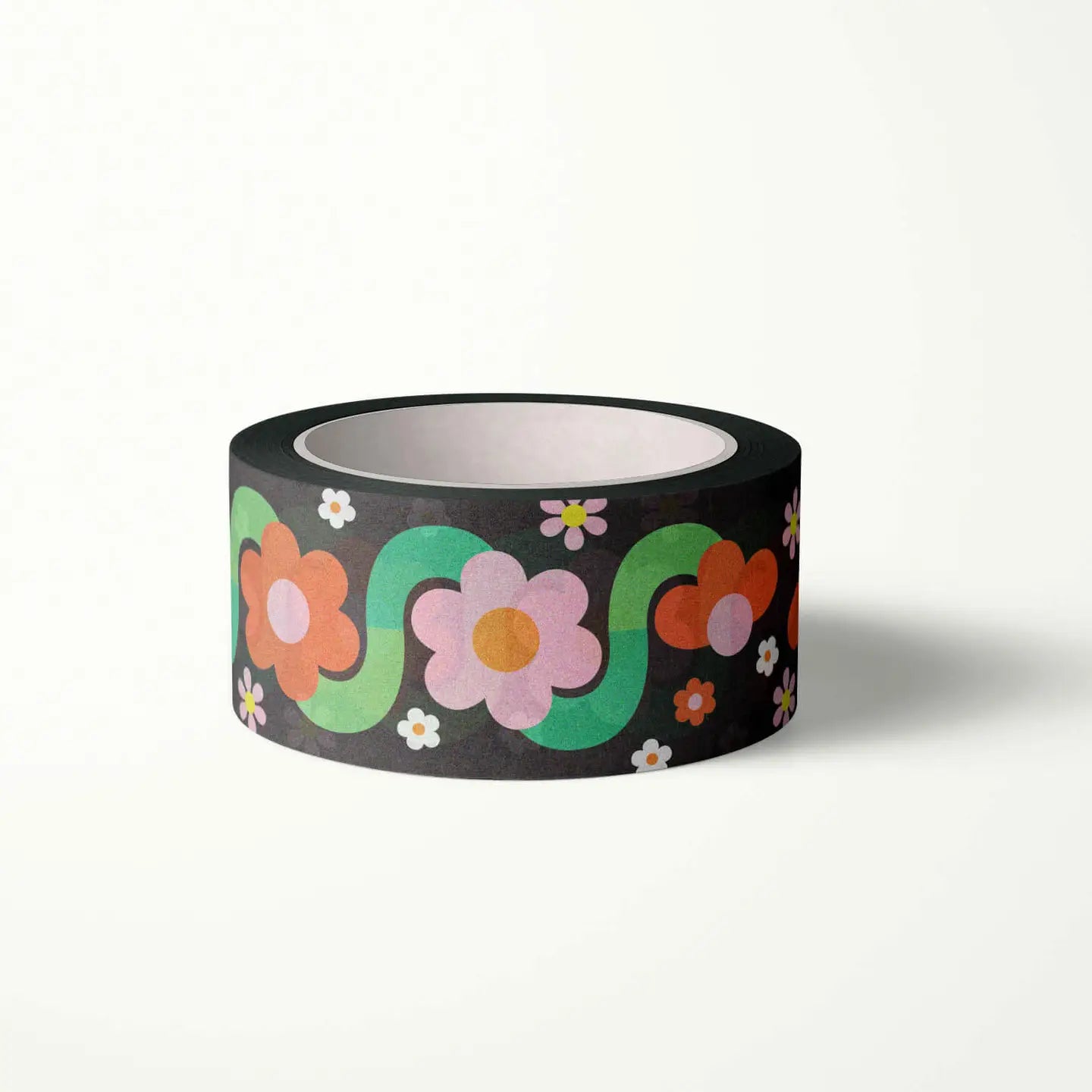 Floaty Fleurs Black Retro Floral Washi Tape – 20mm image 0