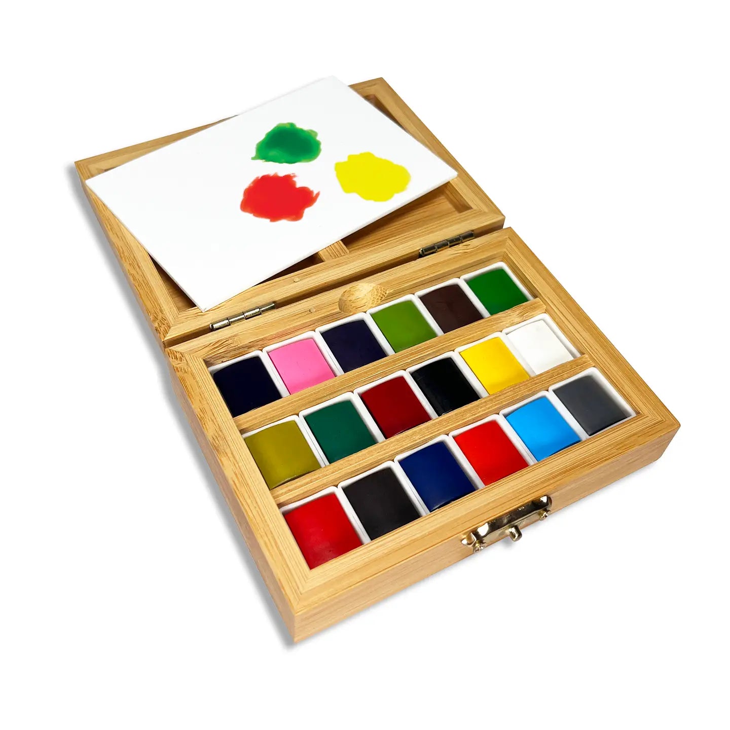 Watercolor Set - Eco-Friendly Bamboo Box - 18 Colors image 1