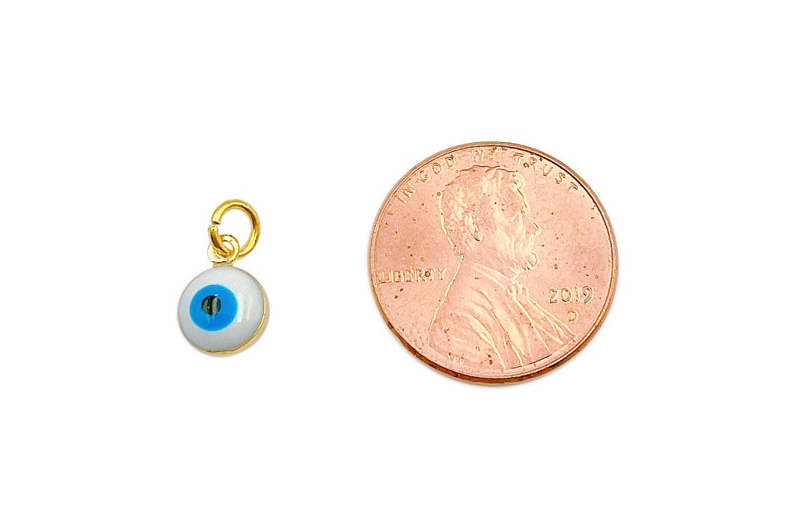 Gold-Filled Enamel Evil Eye Charm Pendant