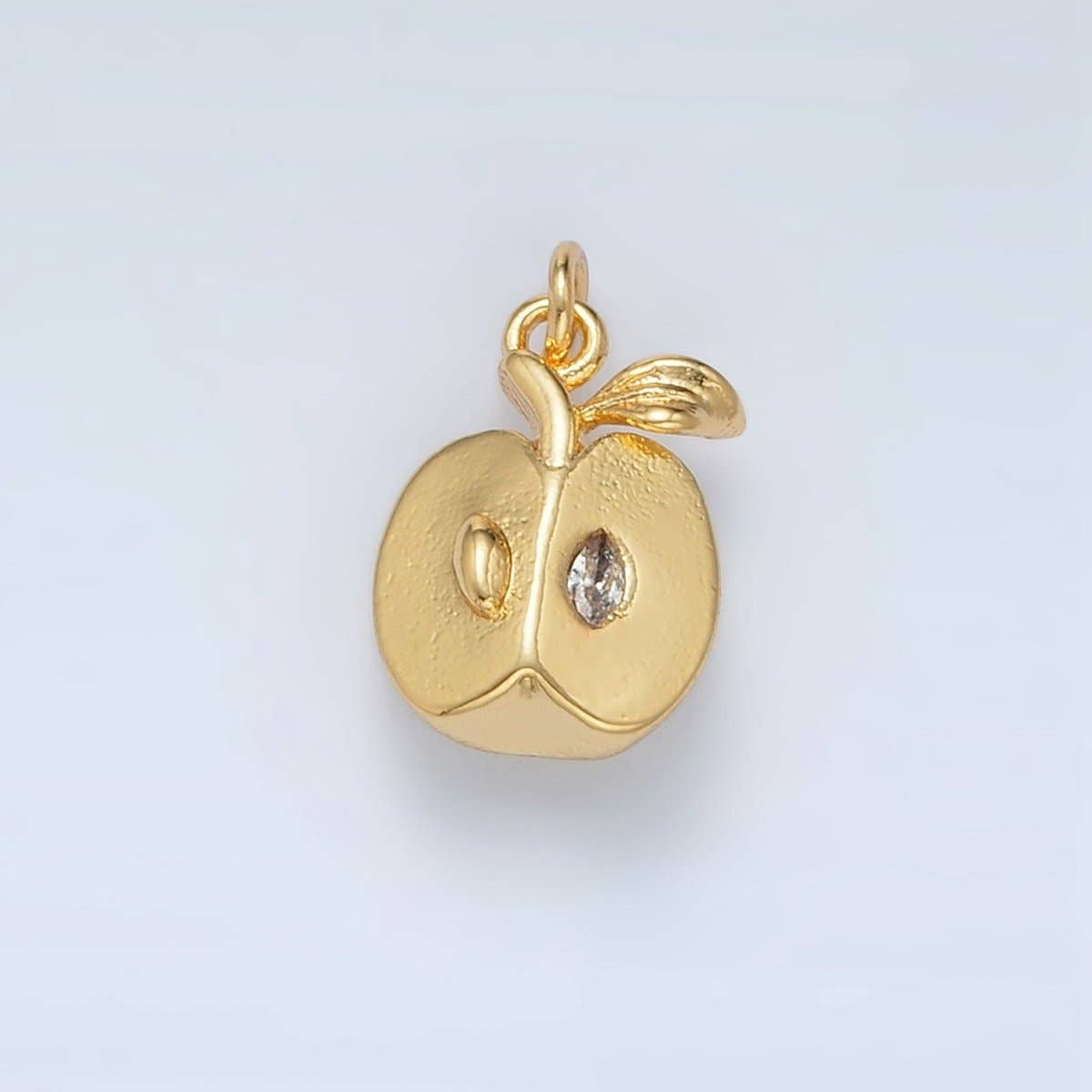 24K Gold Filled CZ Sliced Apple Fruit Mini Charm |