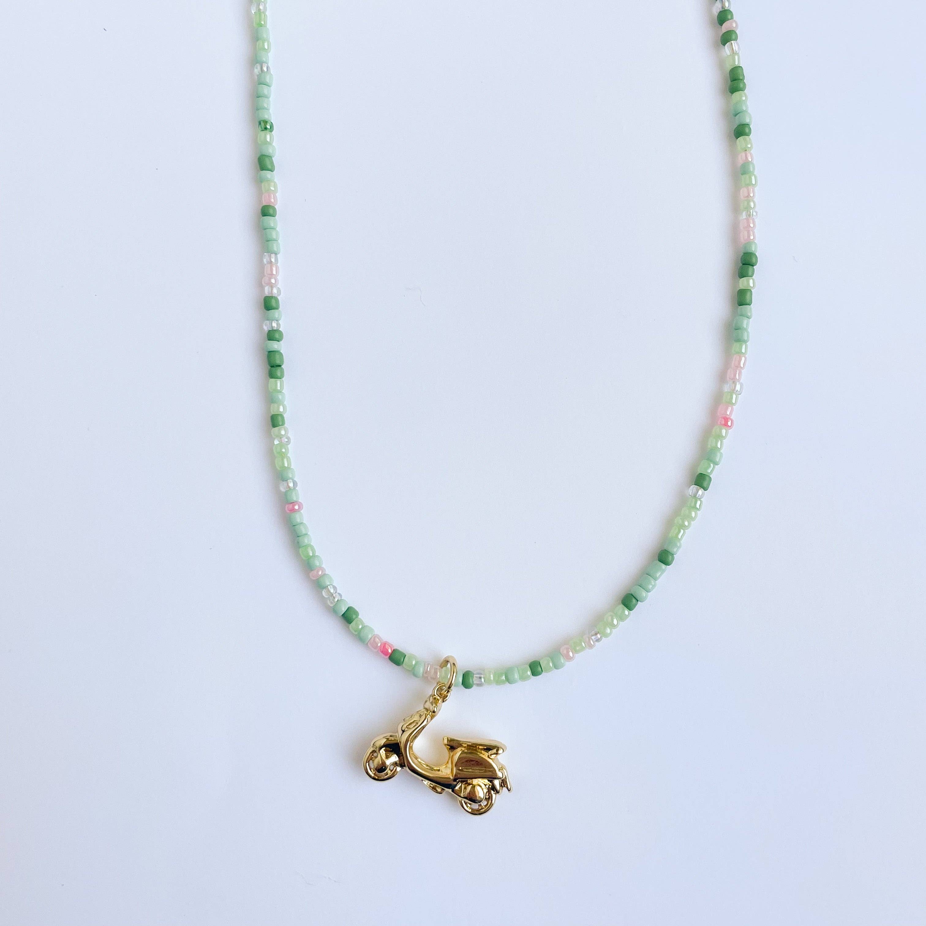 Hand-Spun Beaded Charm Necklace