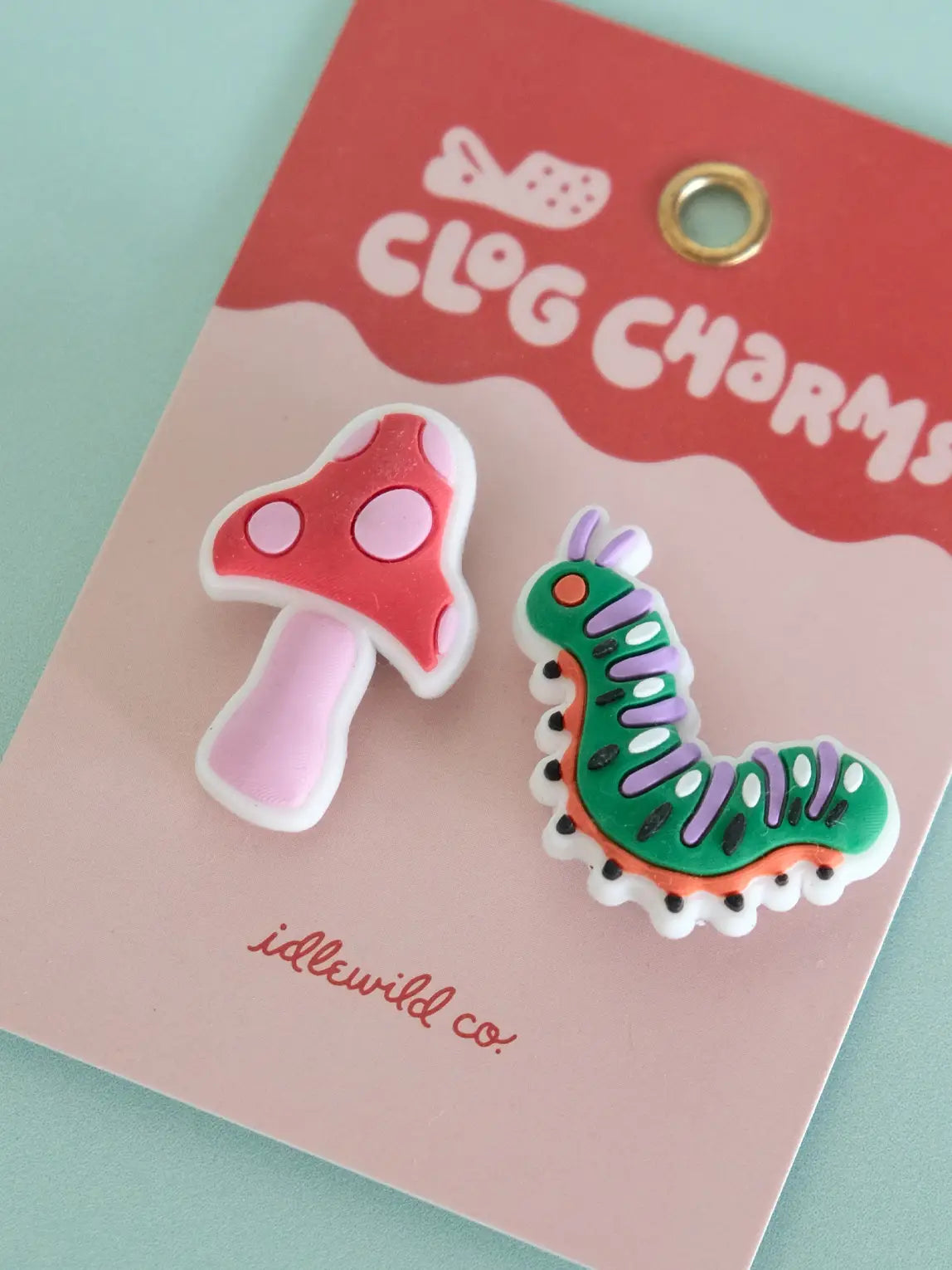 Mushroom & Caterpillar Croc Clog Charms image 0