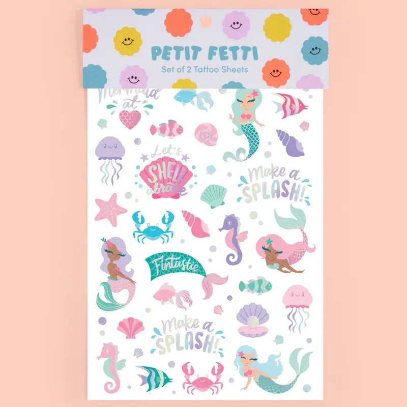 Mermaid Party Foil Kids Temporary Tattoos - Petit Fetti image 0