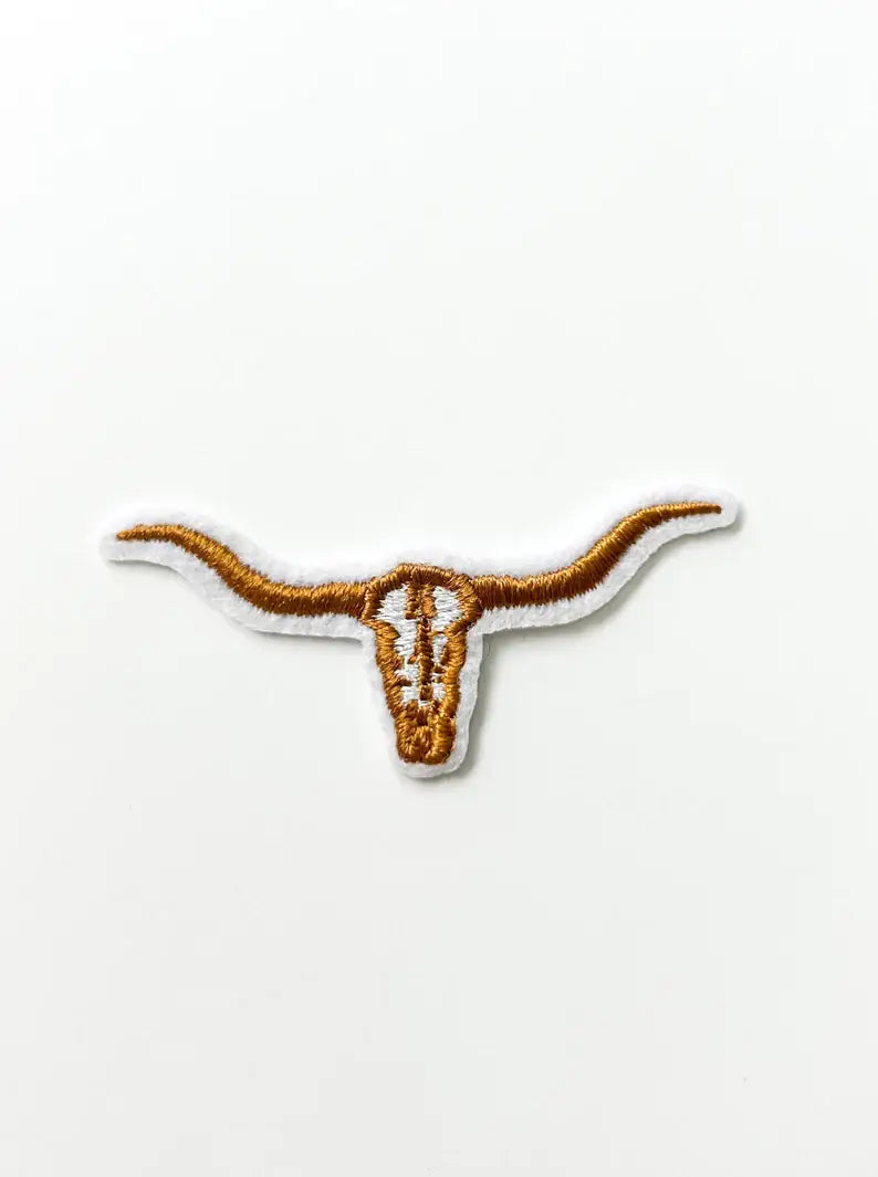 Longhorn Embroidered Iron on Patch for Hats & Clothing