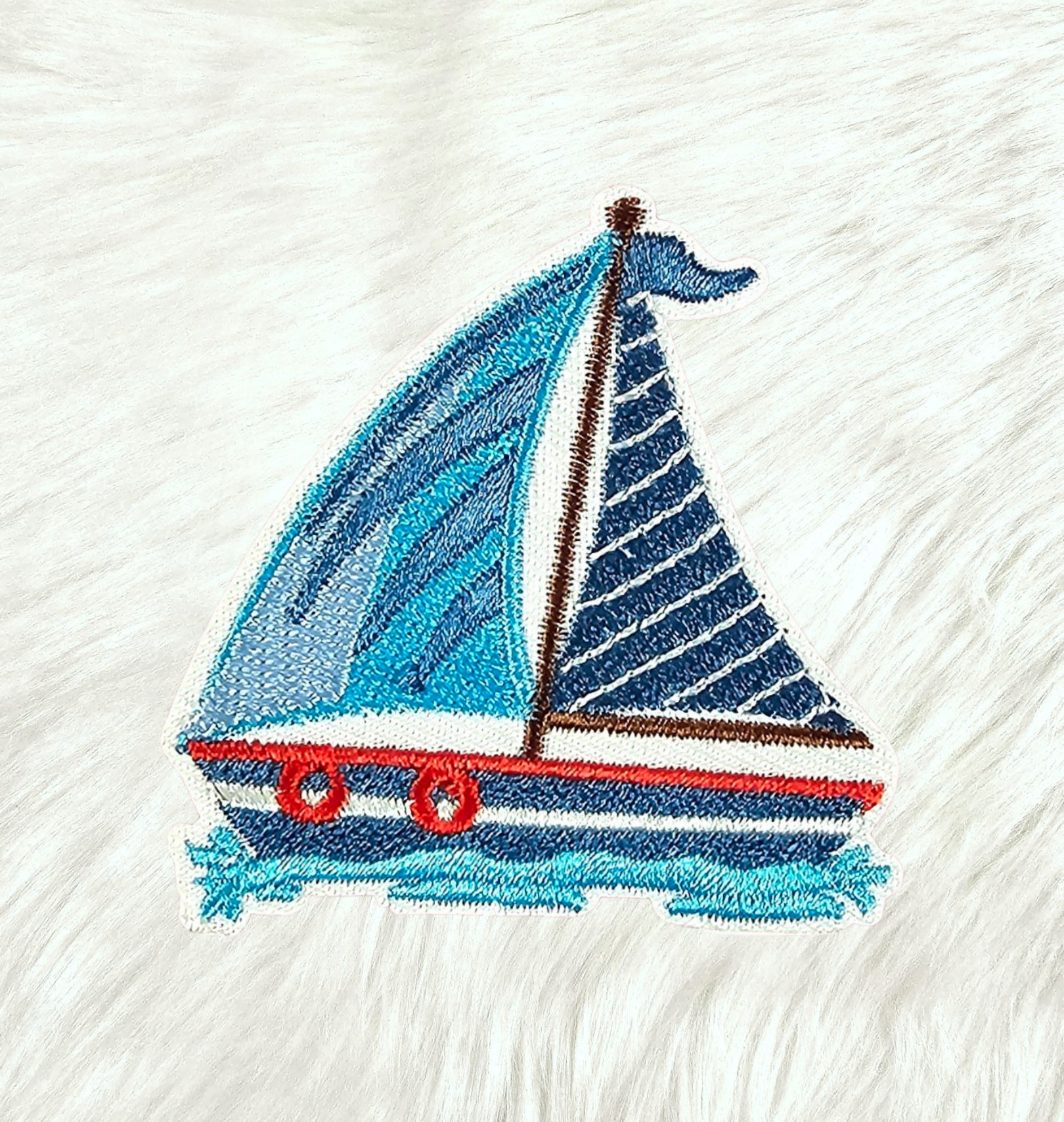 Sail Boat Nautical Coastal Embroidery Iron On Patch