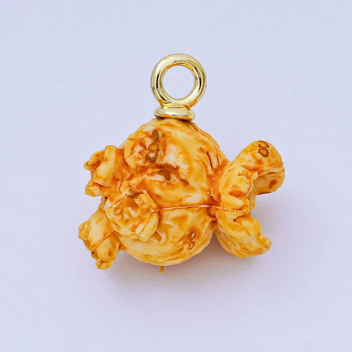 24K Gold Filled 24mm Resin Art 3D Popcorn Snack Movie Charm in Yellow & White | AH-649 AH-650