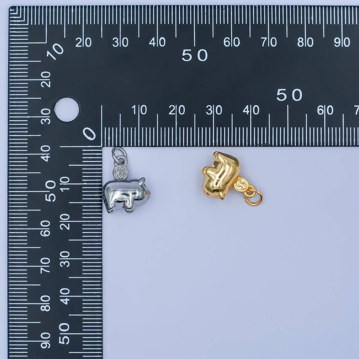 24K Gold Filled Piggy Bank Money 3D Multidimensional Charm in Gold