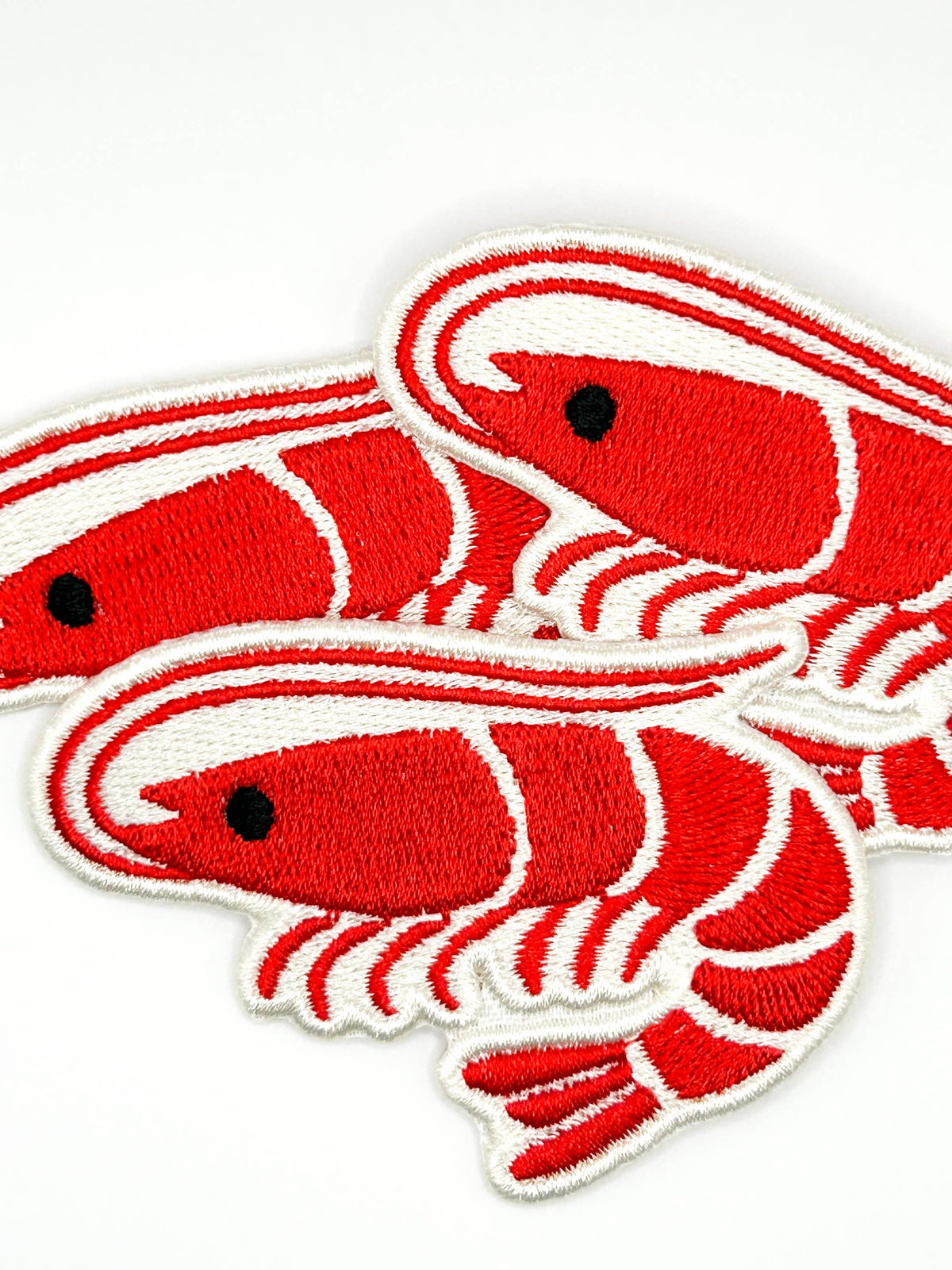 Shrimp Embroidered Iron-On Patch Seafood Lover, Ocean, Beach