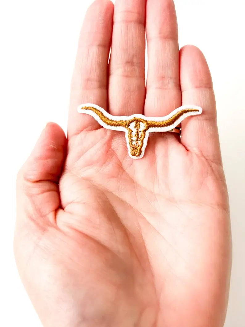 Longhorn Embroidered Iron on Patch for Hats & Clothing