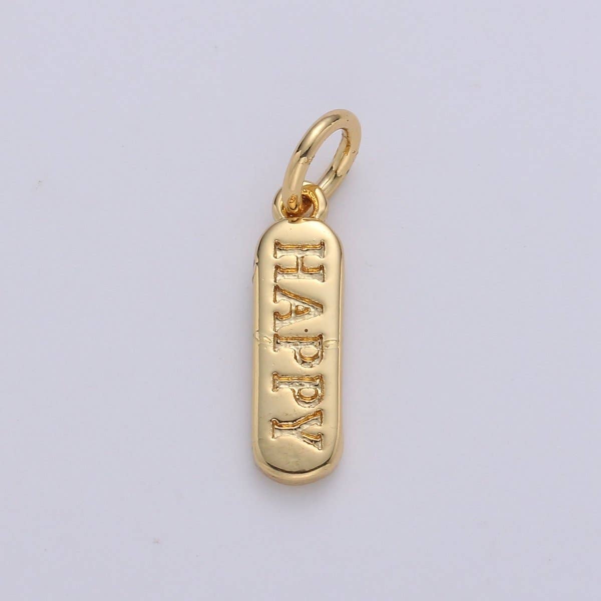 Dainty Gold Pill Bar Pendant, love mom hope happy chill words charm, 14K Gold Filed Pendant for Bracelet Necklace Earring Component Supply | D-506, D-323-D-330, D-747