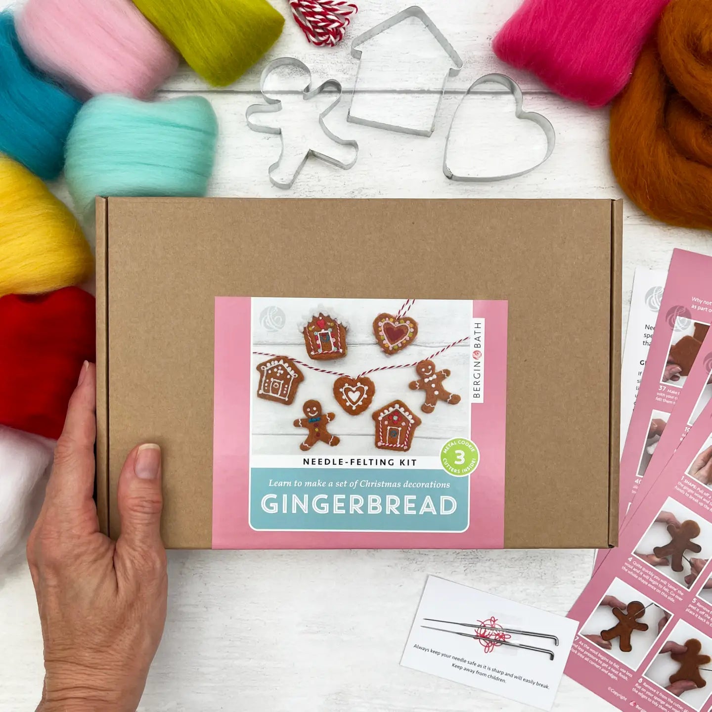 Needle Felting Kit - Gingerbread Garland image 0