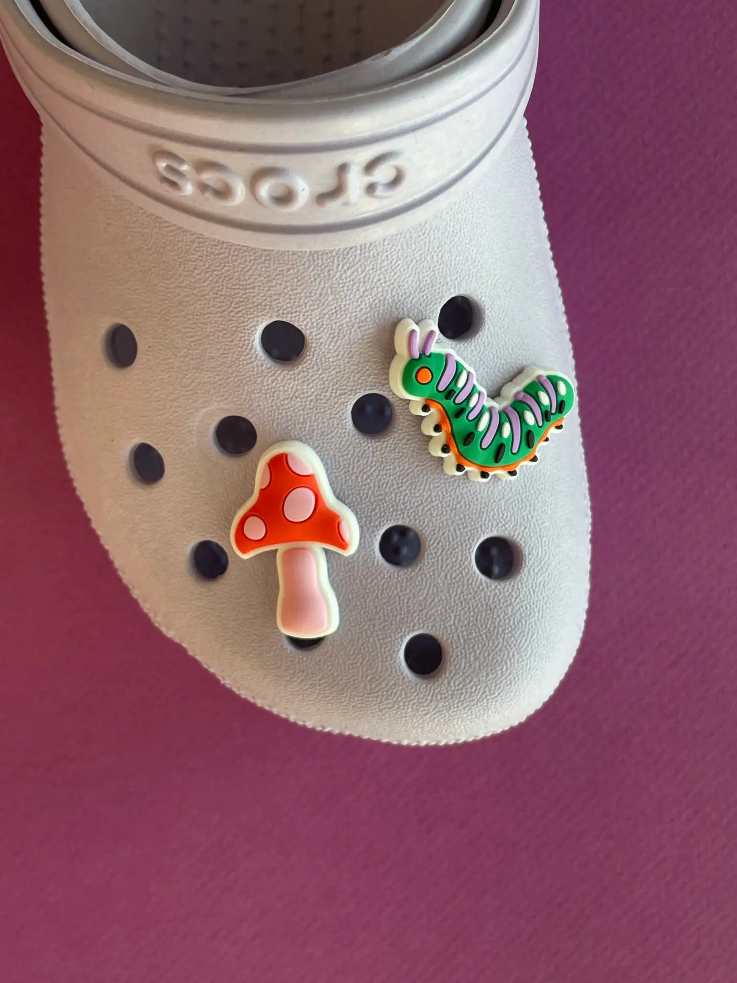 Mushroom & Caterpillar Croc Clog Charms image 1