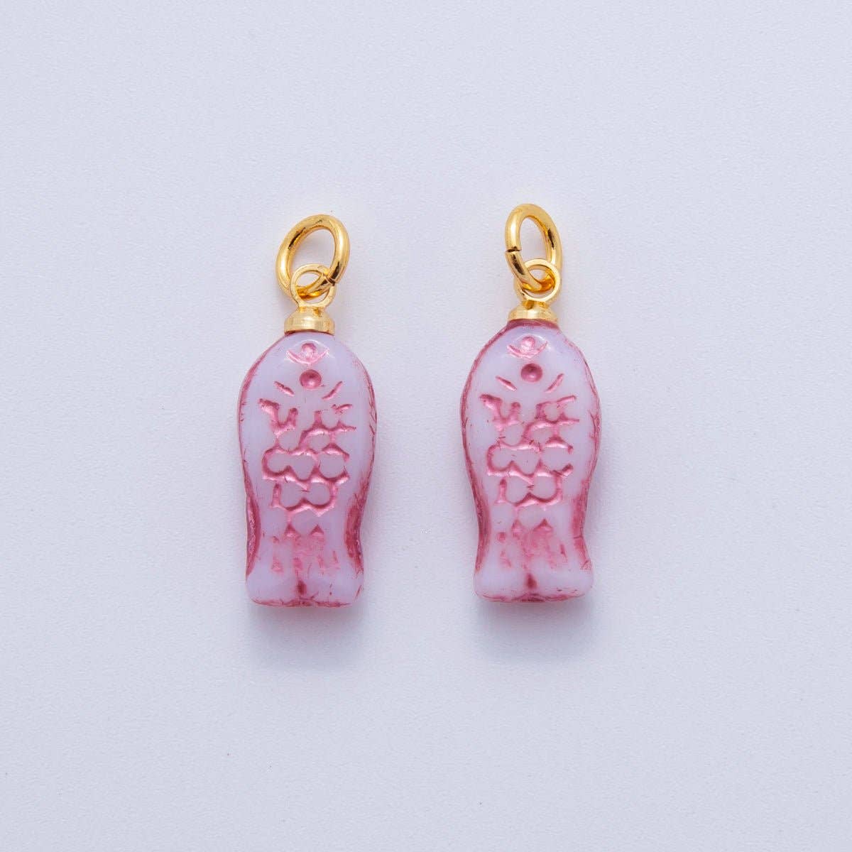 18K Gold Filled Pink Scaled Fish Mini Charm |