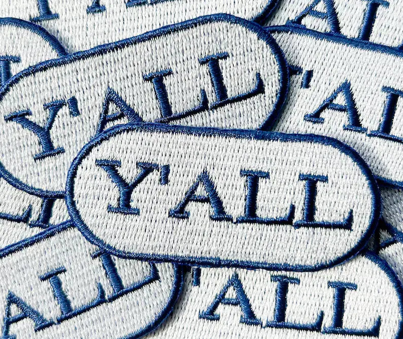 Blue Y'all Embroidered Iron-on Patch for Hats & Clothing