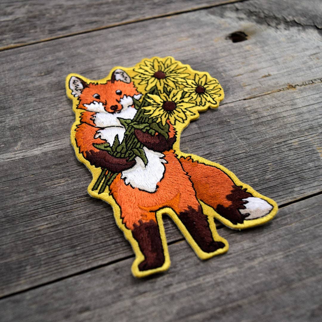 Fox & Flowers Embroidered Patch