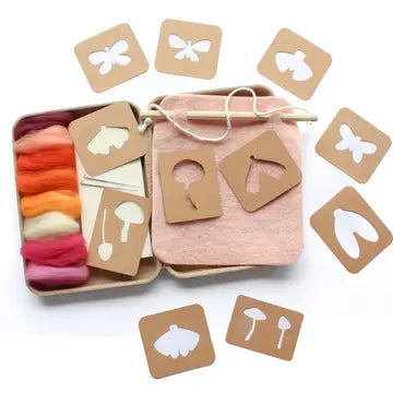 8"x8" Moth and Mushroom Banner Felting Kit image 1