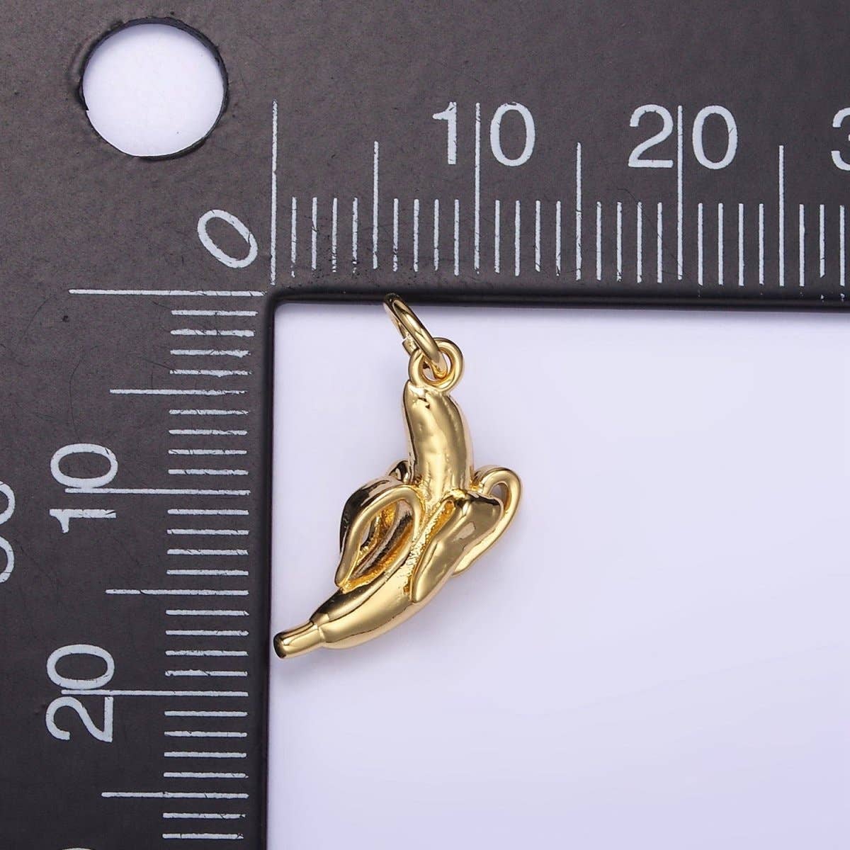 14K Gold Filled 17mm Peeled Banana Fruit Minimalist Charm |