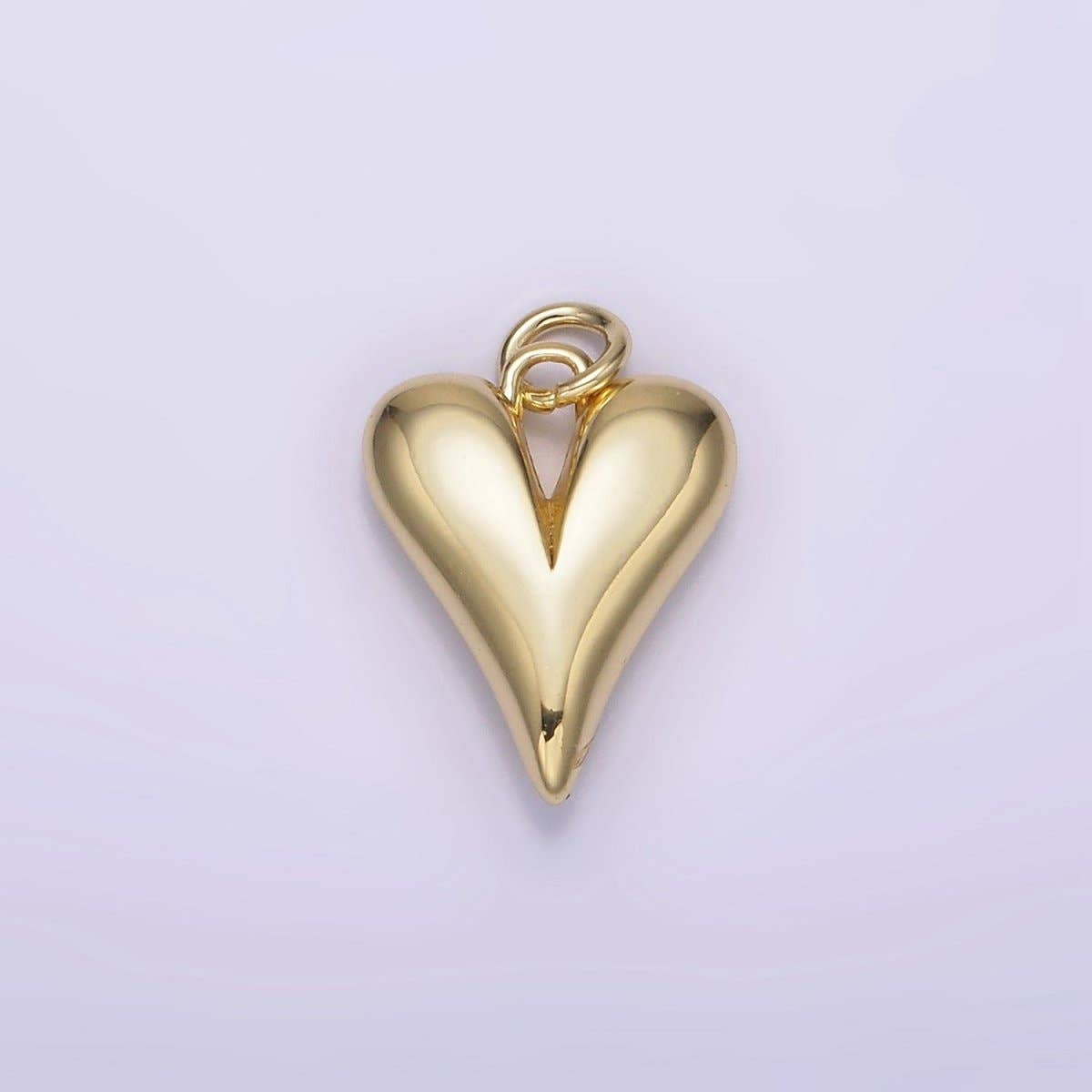 14K Gold Filled 16mm Long Puffed Minimalist Heart Charm In Gold |