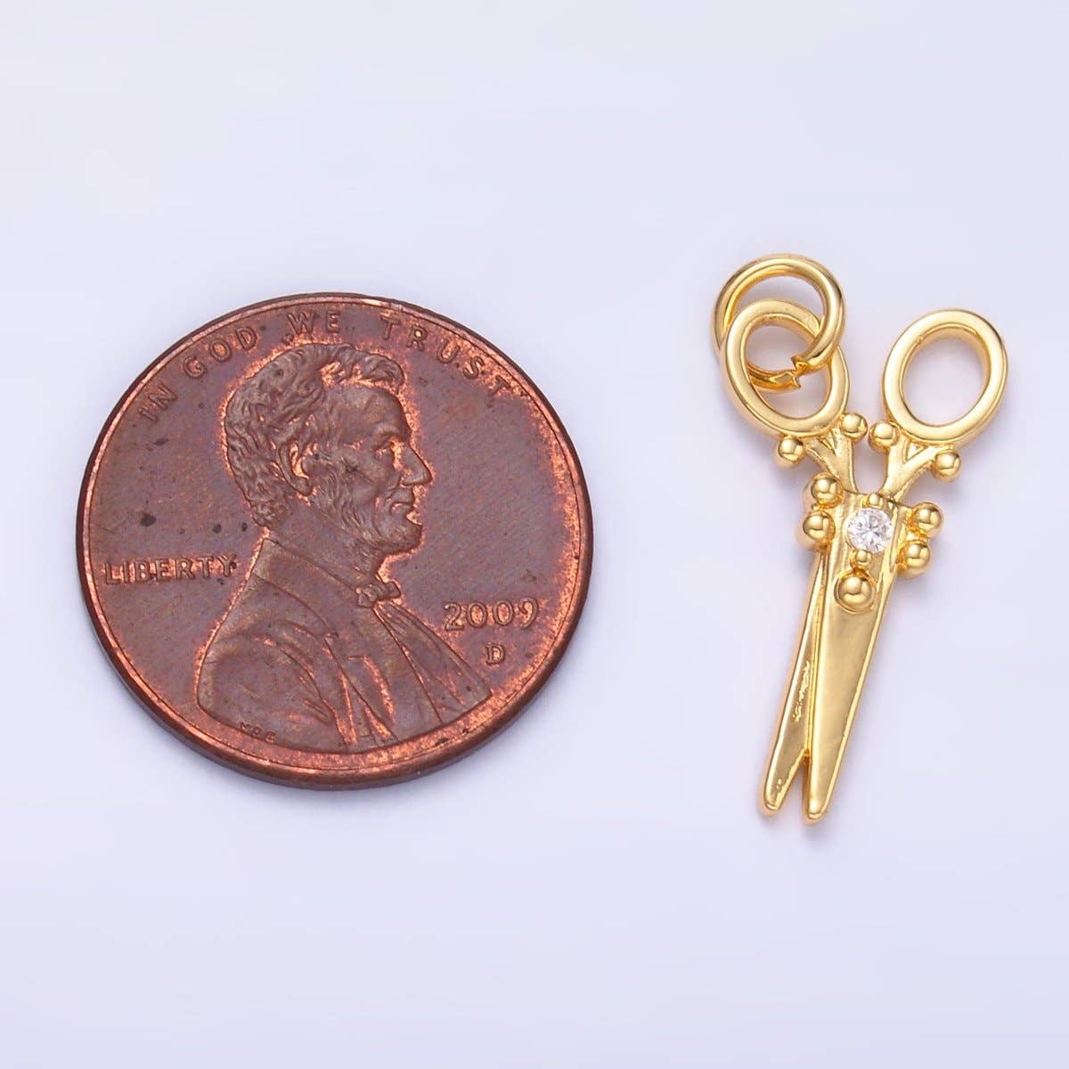 Mini 24K Gold Filled Micro Paved Scissors Charm