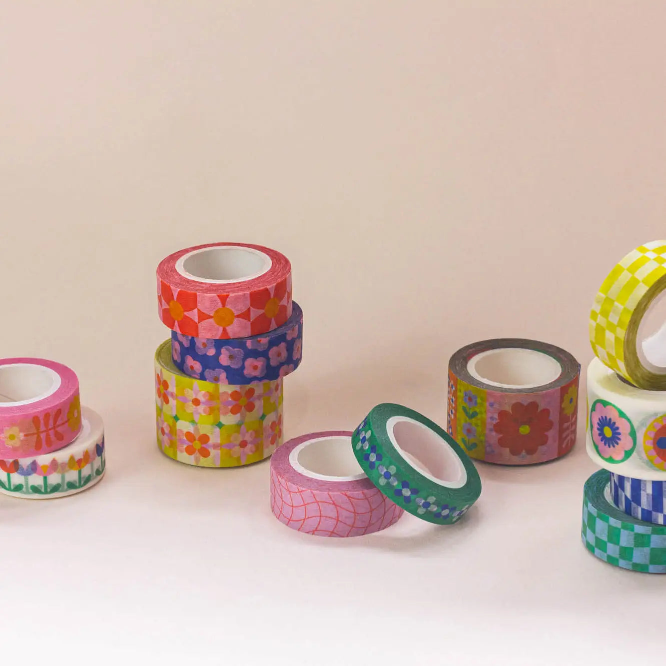 Folk Fleurs 25mm • Retro Flowers Wide Washi Tape - by My Darlin' image 1