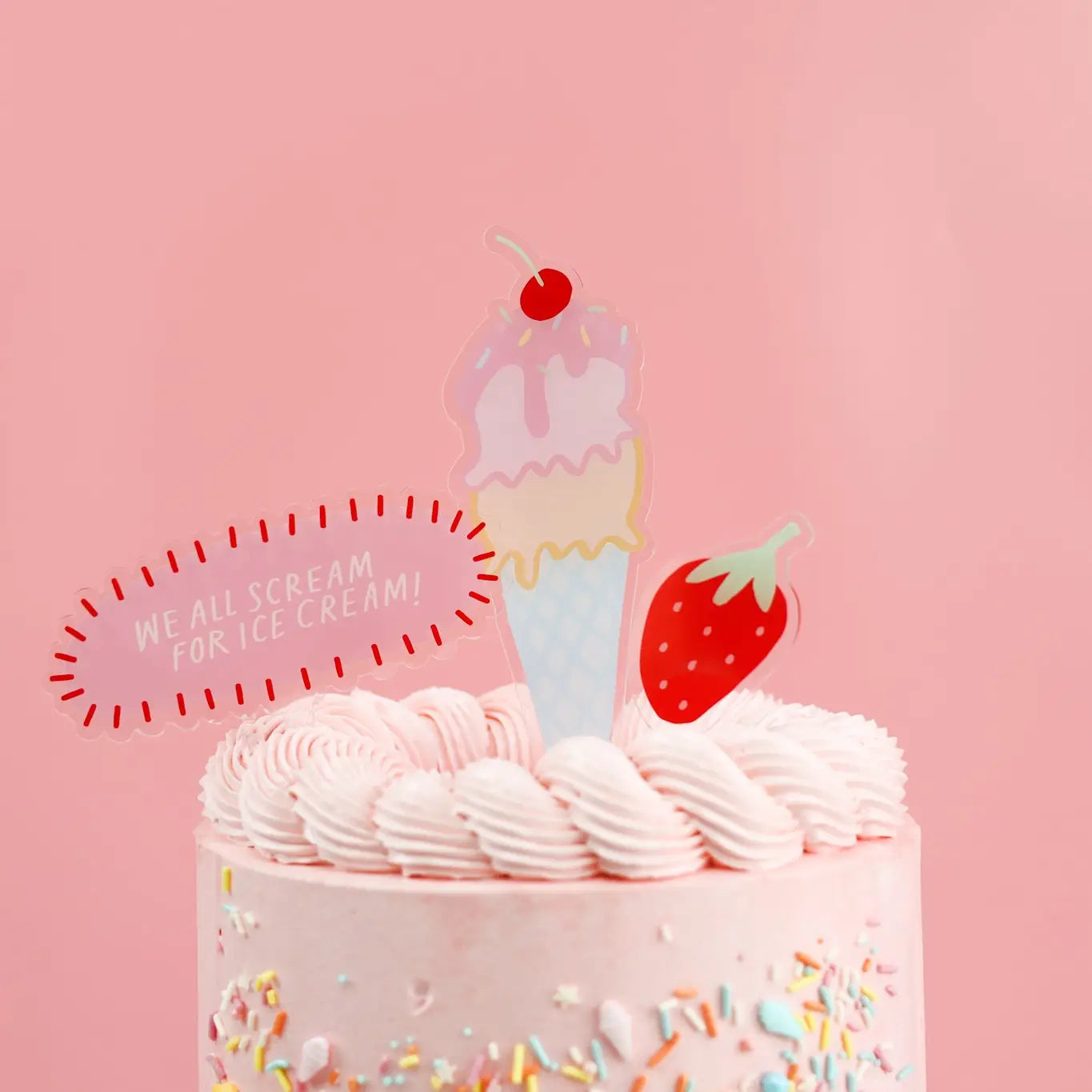 We All Scream For Ice Cream Acrylic Cake Topper Set image 1