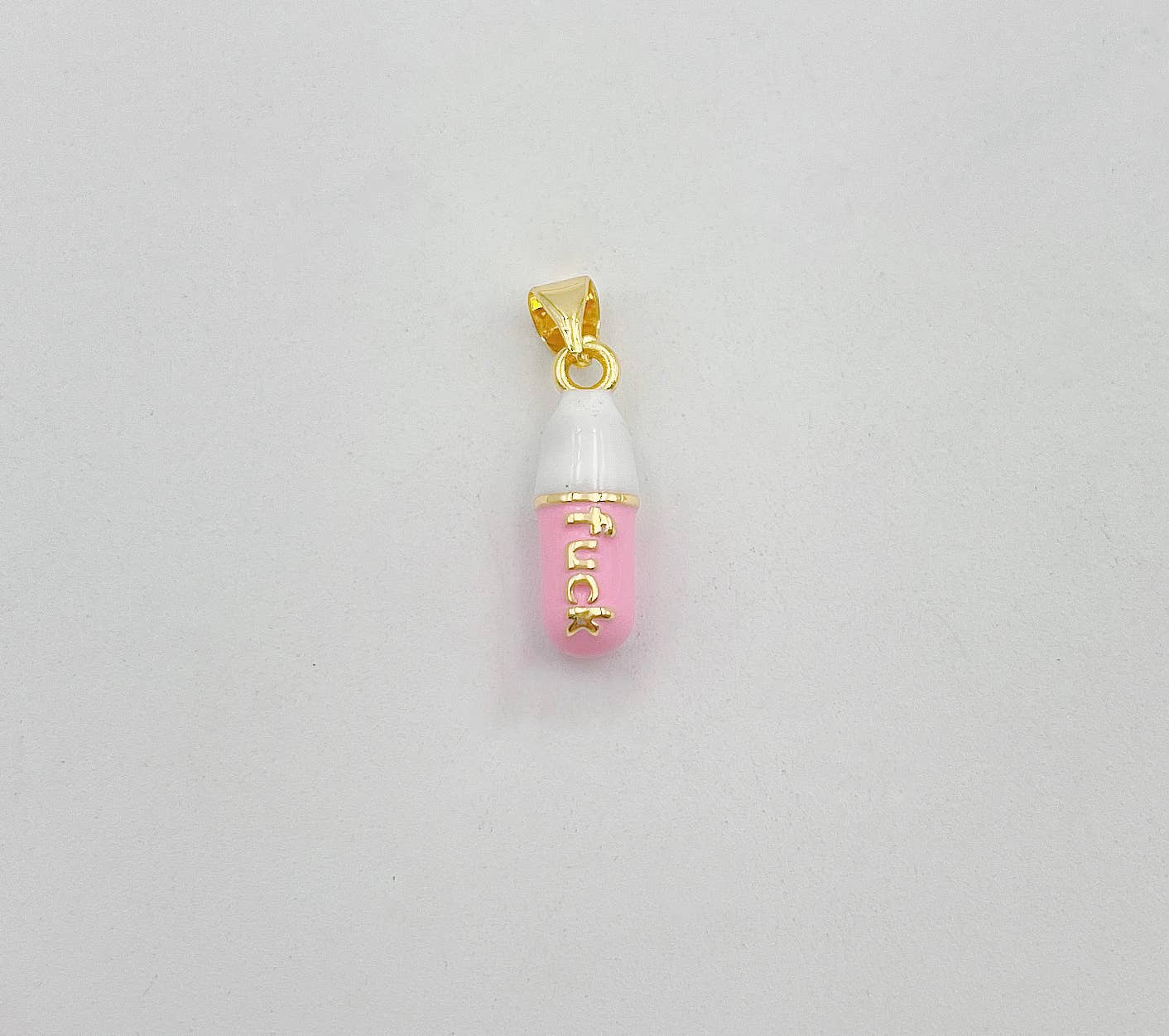 Dainty Enamel Pill Bar Charm Pendant in Gold Filled
