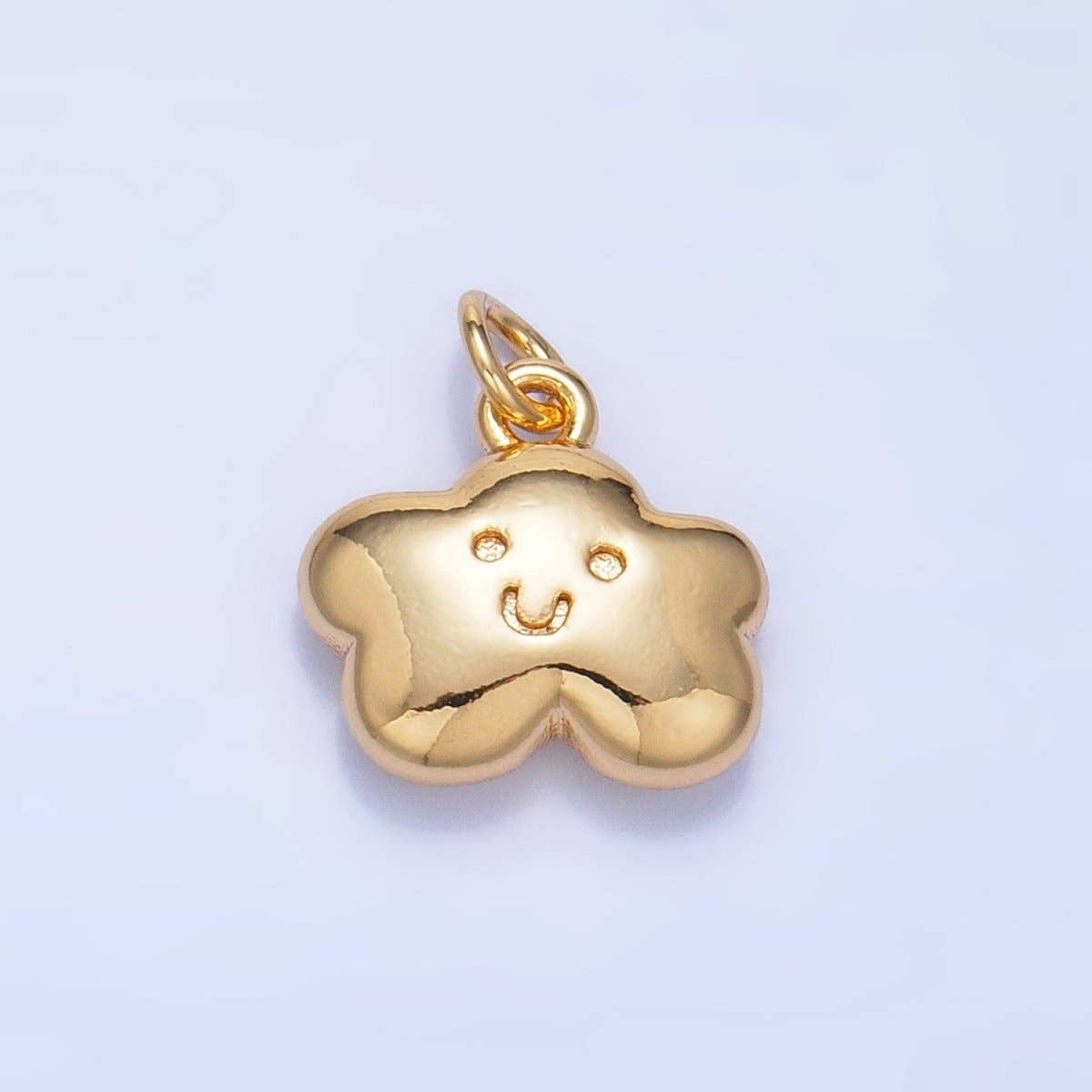 24K Gold Filled Smiley Face Cloud Multidimensional 3D Charm | W021