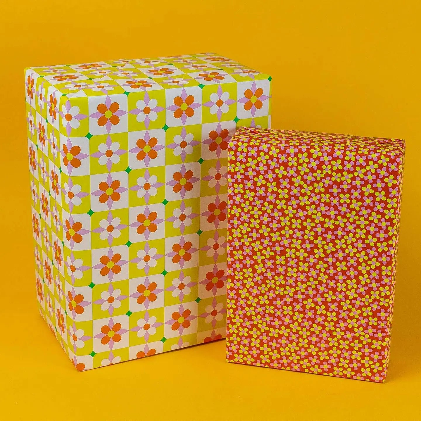 Flower Tiles (Yellow) Wrapping Paper - single sheet Gift Wrap image 2