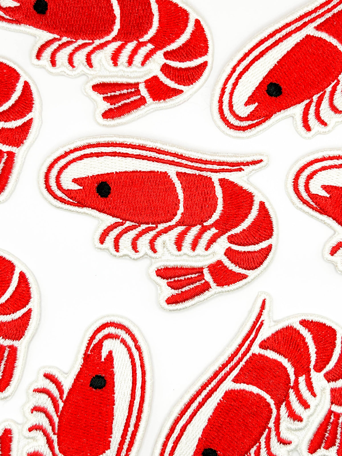 Shrimp Embroidered Iron-On Patch Seafood Lover, Ocean, Beach