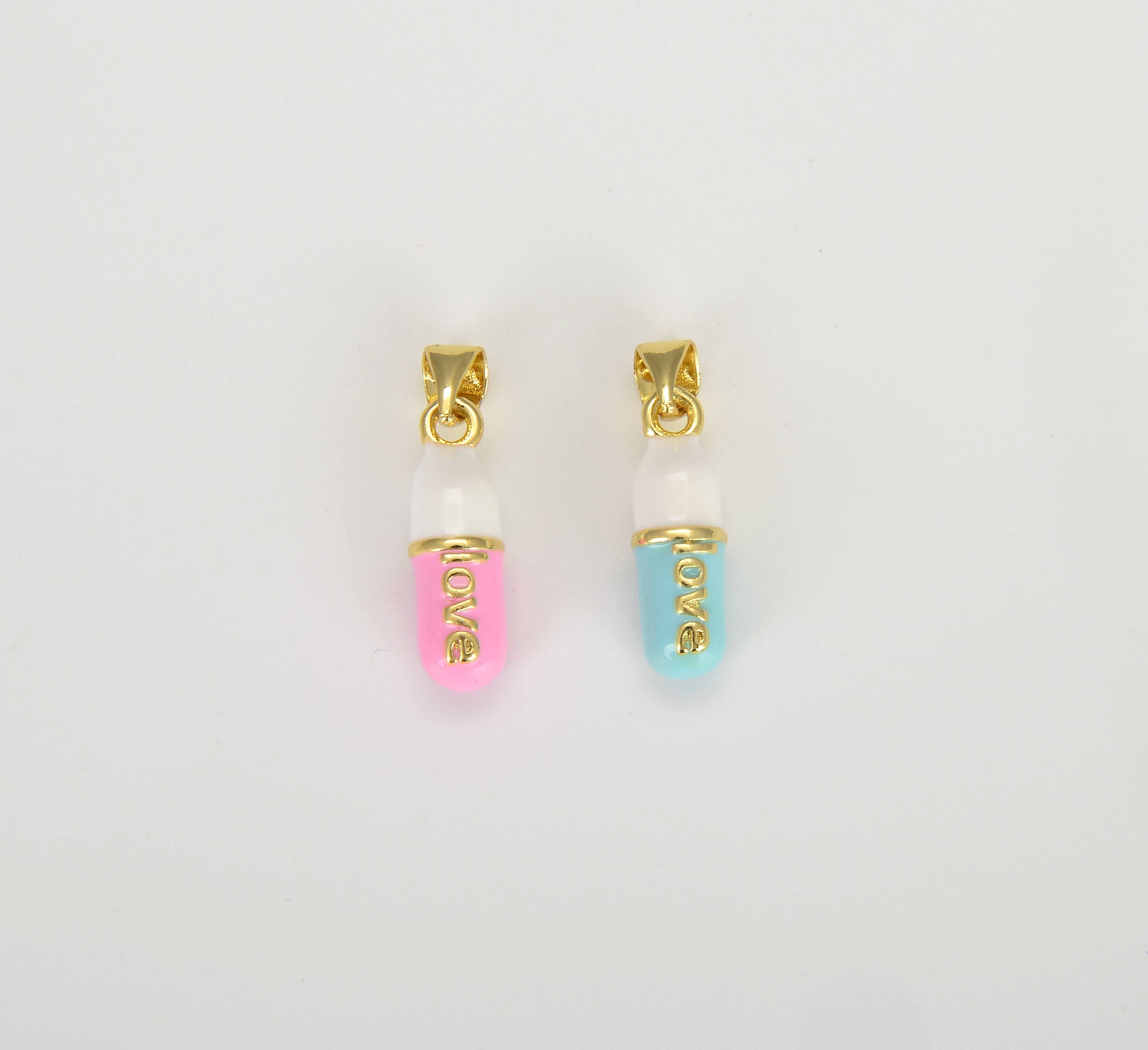 Dainty Enamel Pill Bar Charm Pendant in Gold Filled