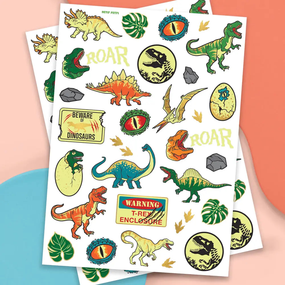 Dinosaur Glow in the Dark Kids Temporary Tattoos - Petit Fetti image 2