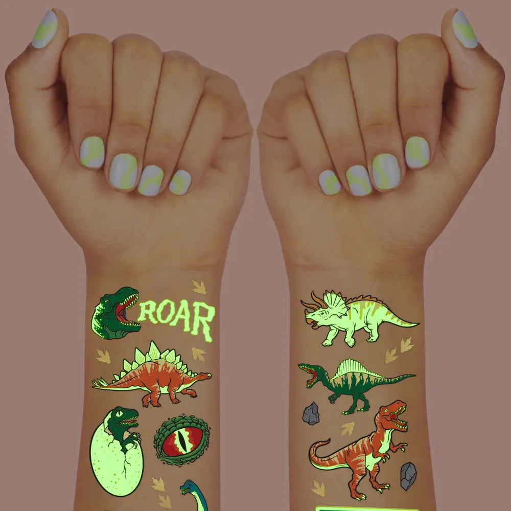 Dinosaur Glow in the Dark Kids Temporary Tattoos - Petit Fetti image 1