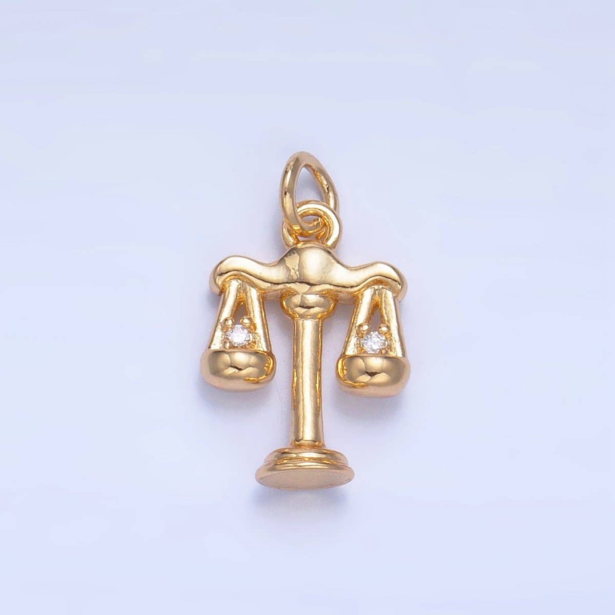24K Gold Filled CZ Scales of Justice Law 3D Multidimensional Charm |
