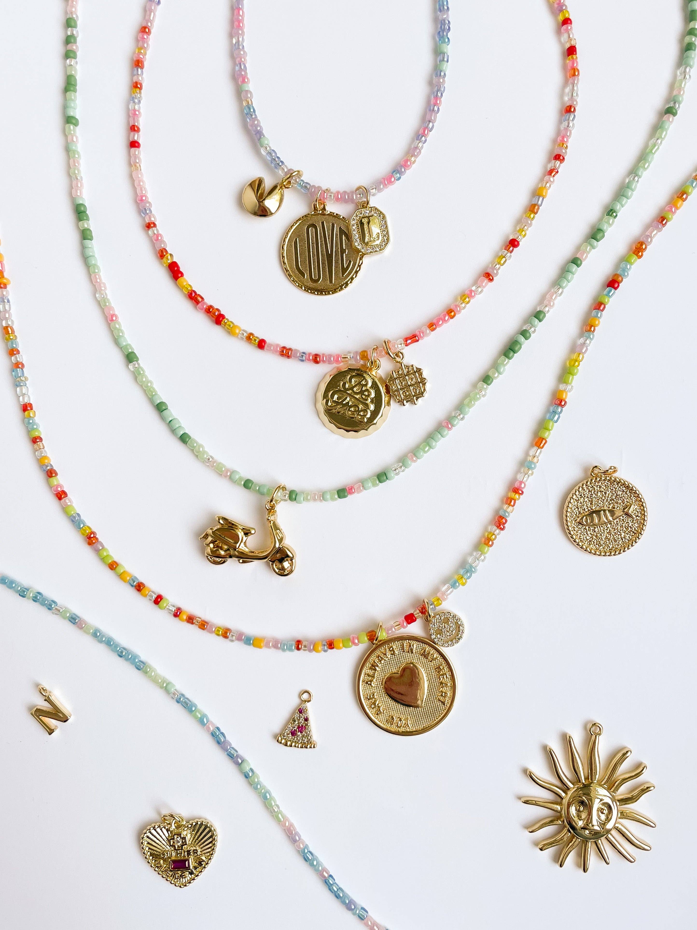Hand-Spun Beaded Charm Necklace