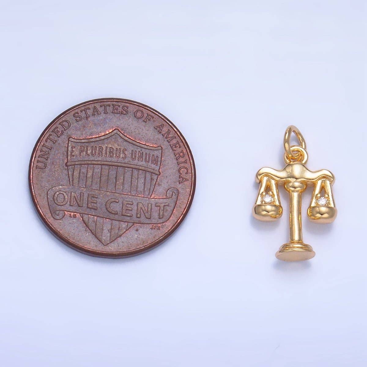 24K Gold Filled CZ Scales of Justice Law 3D Multidimensional Charm |