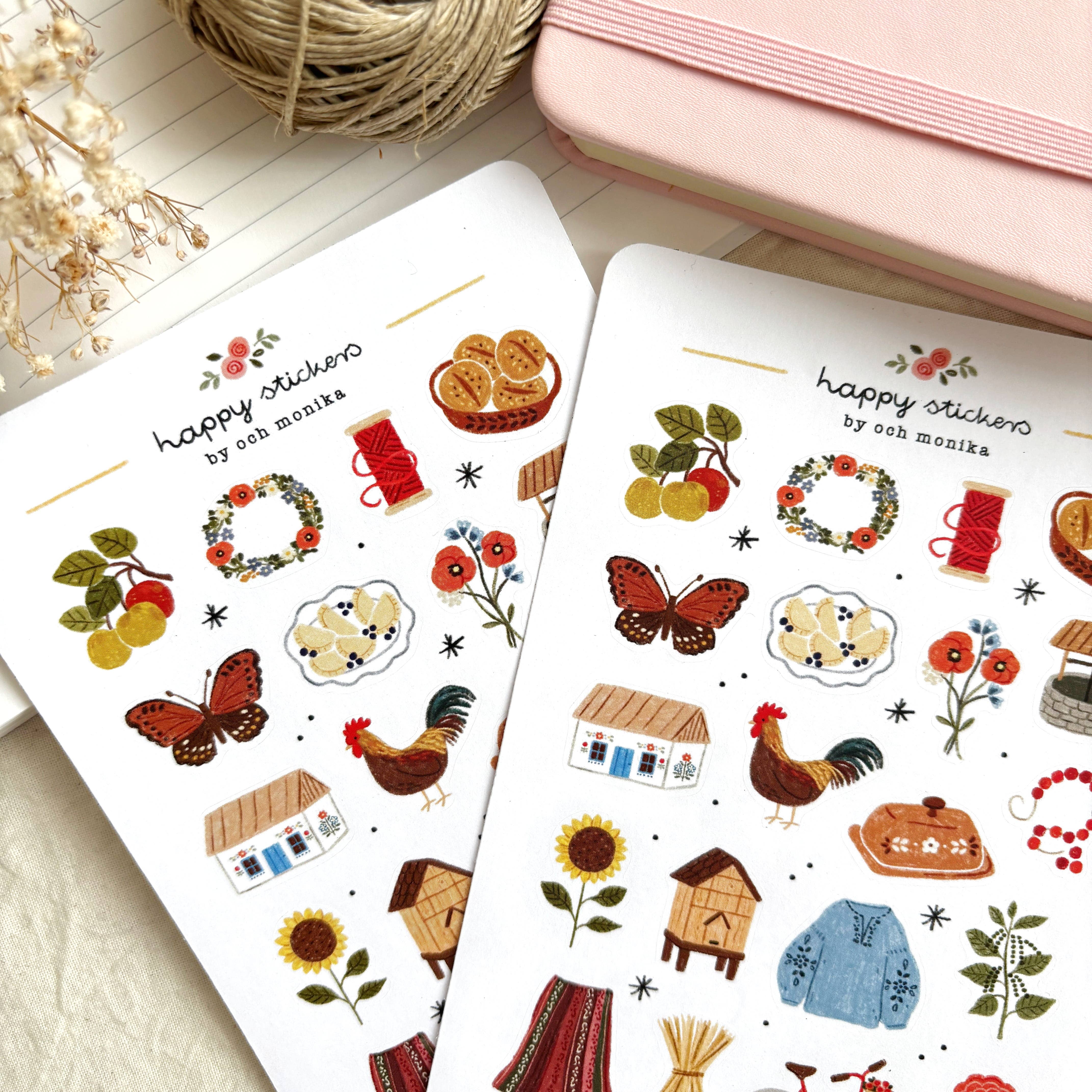 Folk Cottage - Planner & Journal Stickers | A6 Matte Paper