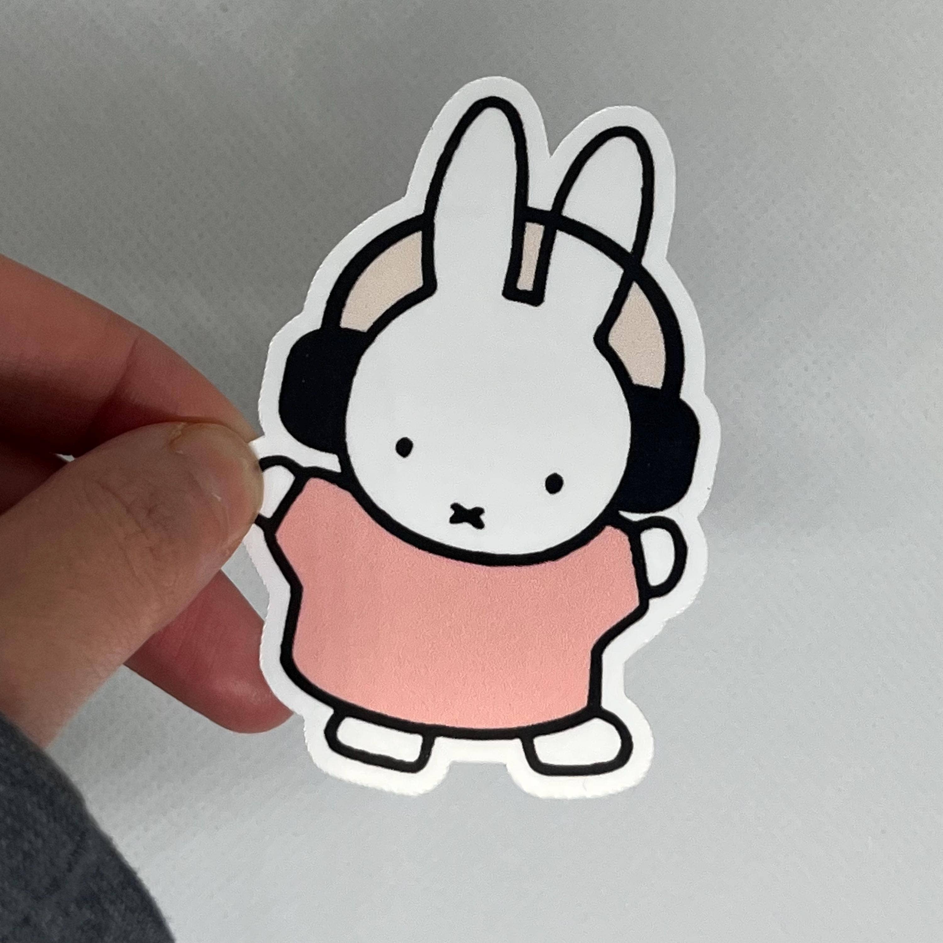 Miffy Wearing Headphones Waterproof Kiss-Cut Sticker