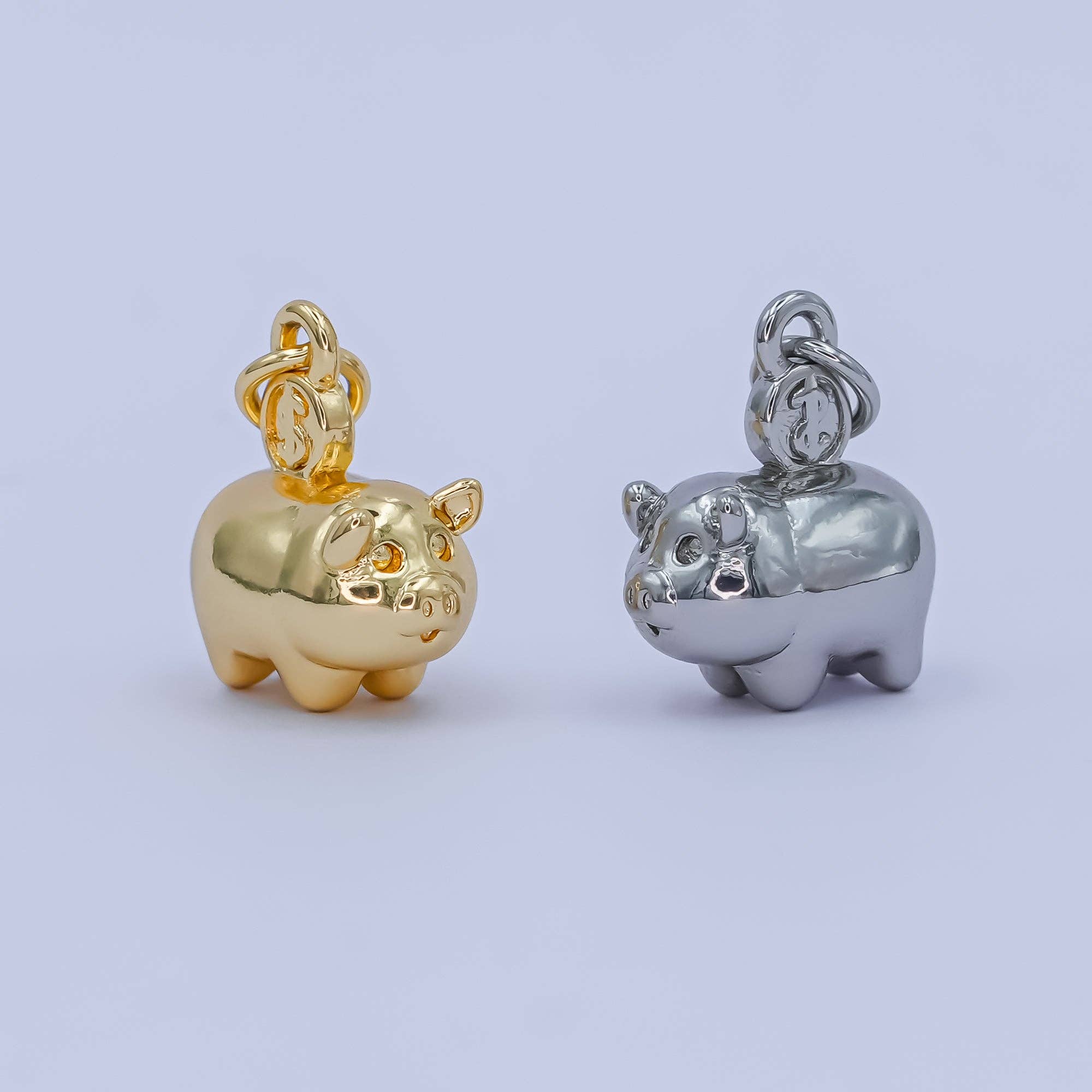 24K Gold Filled Piggy Bank Money 3D Multidimensional Charm in Gold