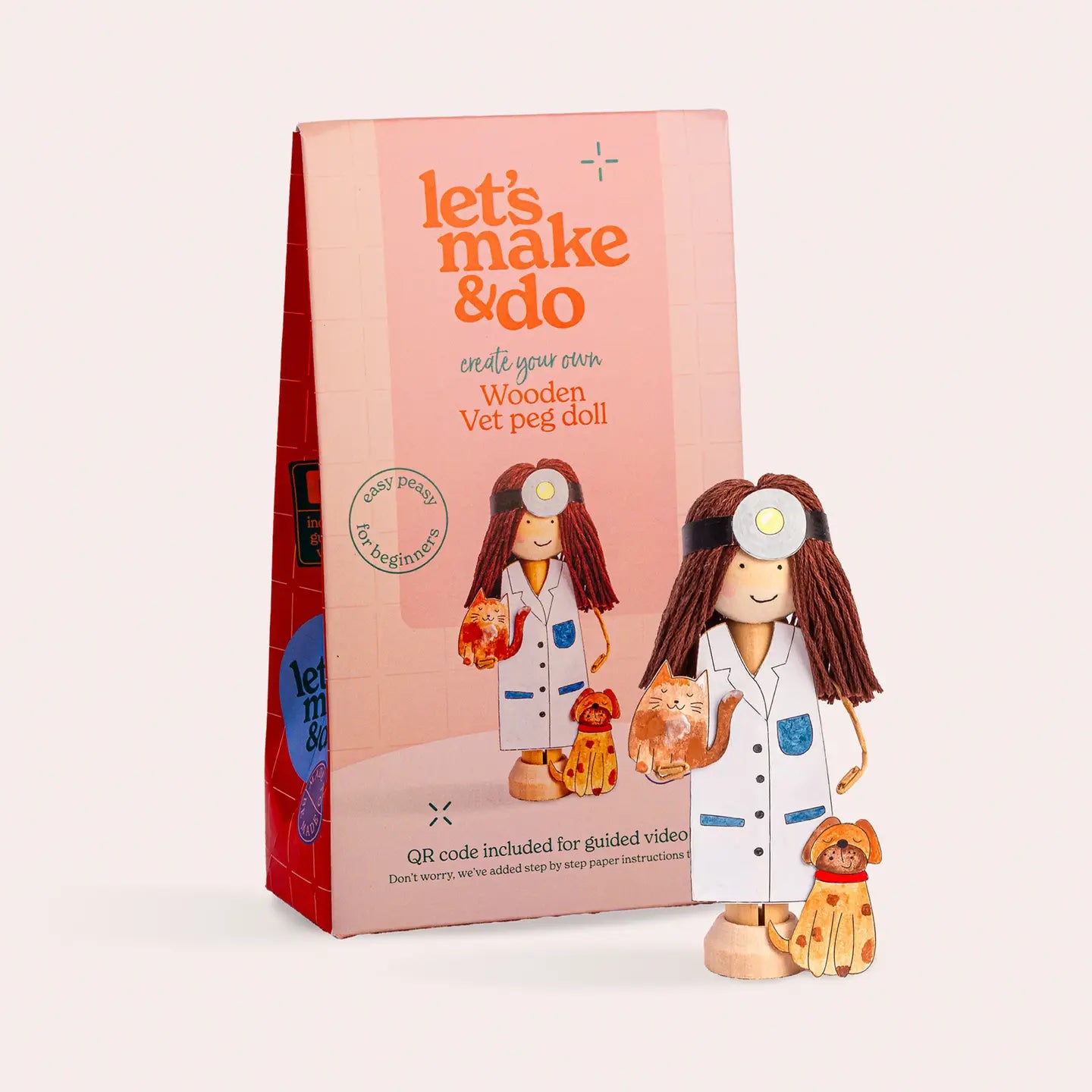 Let's Make & Do Create Your Own Vet Wooden Peg Doll Kit image 0