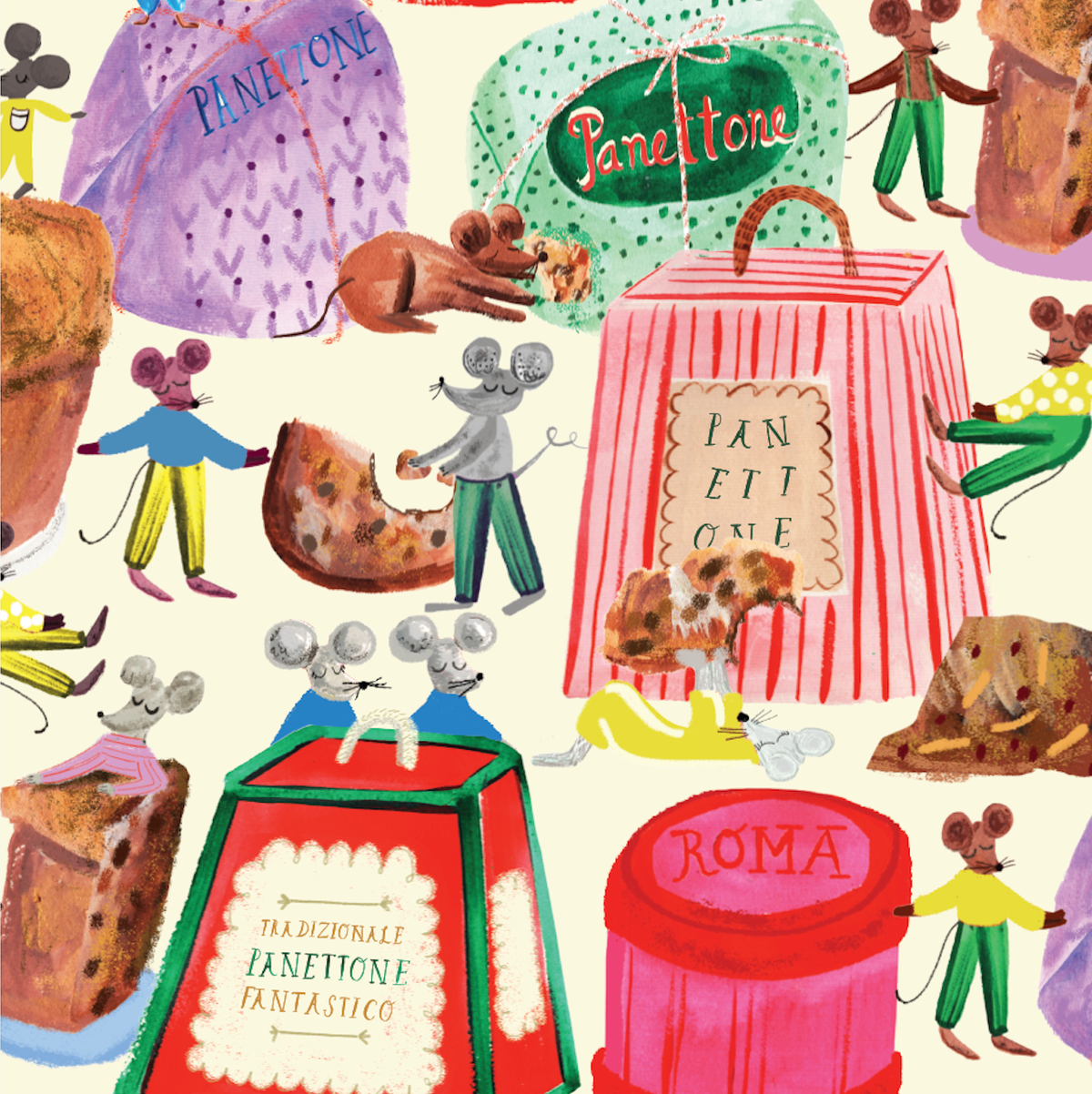 Mice Nibbling Holiday Gift Wrap
