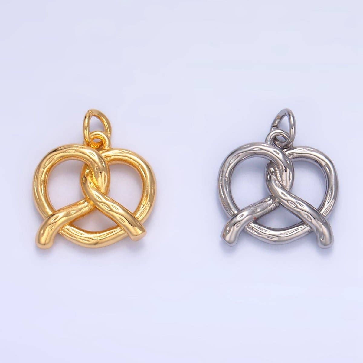 24K Gold Filled Mini Pretzel Pastry 3D Minimalist Charm in Gold